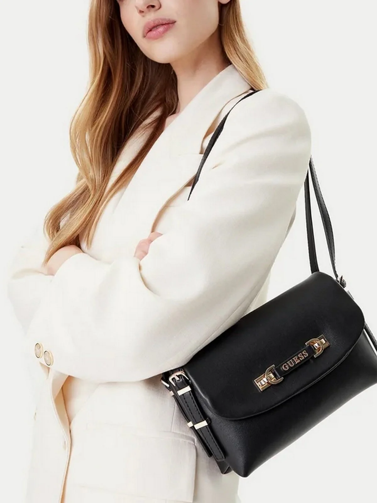 GUESS Borsa Donna LEFIA FLAP SHOULDER BAG HWBG96 44190 BLA BLACK - Image 2