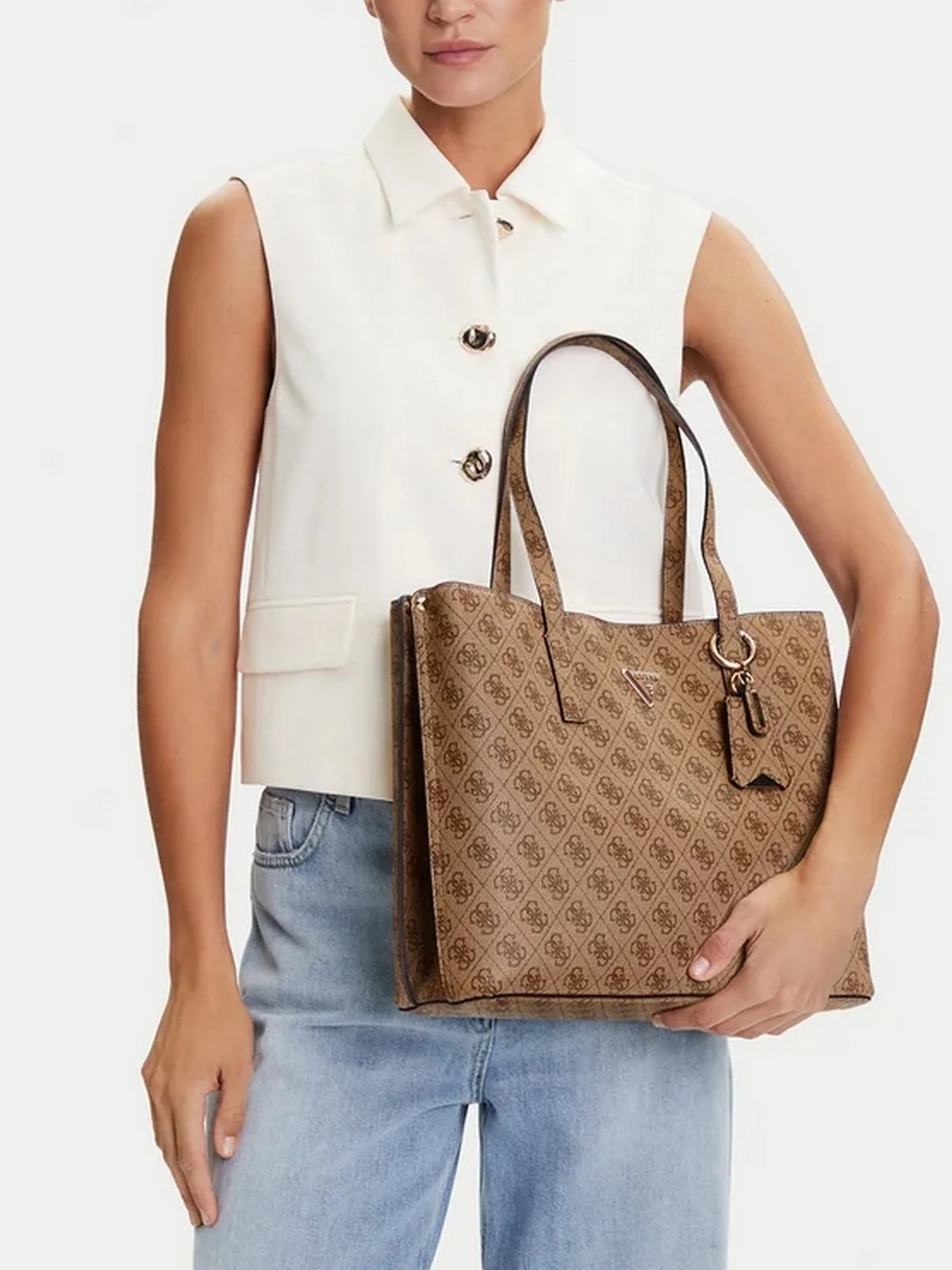 GUESS Borsa Donna MERIDIAN II GIRLFRIEND TOTE HWSG69 74230 LTL LATTE LOGO - Image 6