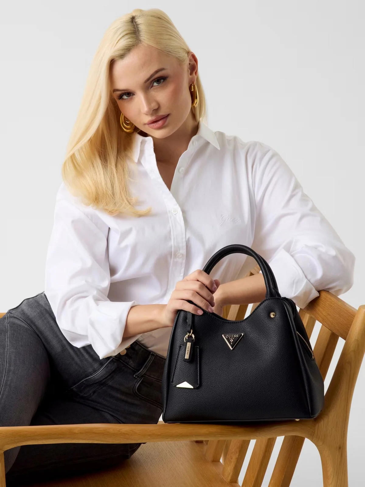 GUESS Borsa Donna MERIDIAN II SML GFRND CARRYALL HWBG69 74050 BLA BLACK - Image 4