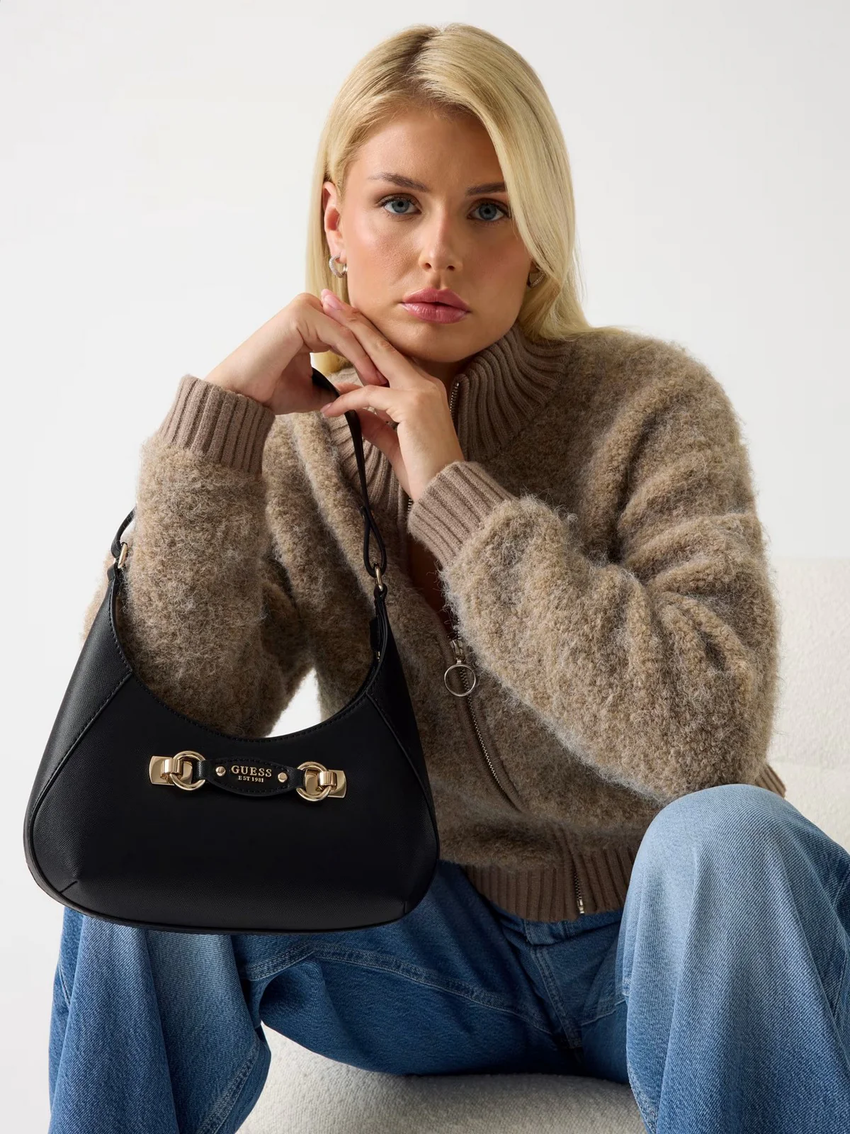 GUESS Borsa Donna MIMINA TOP ZIP SHOULDER BAG HWBG80 15180 BLA BLACK - Image 3