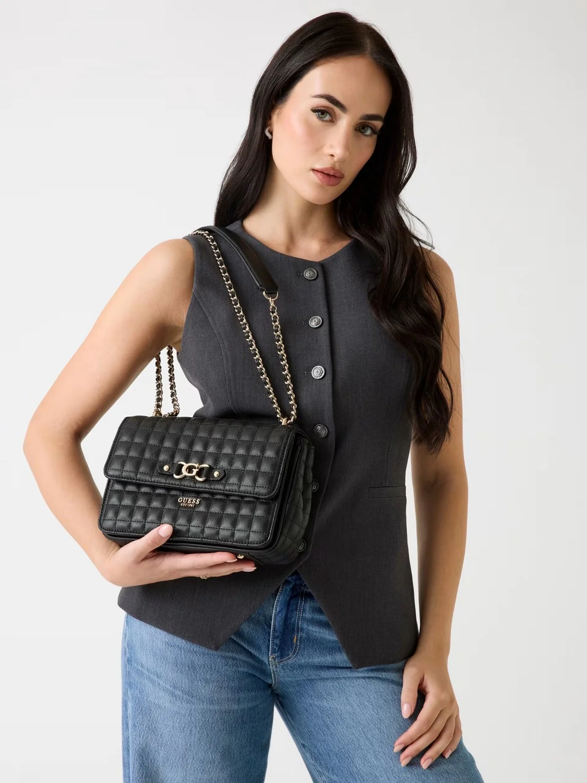 GUESS Borsa Donna NADIRA CONVERTIBLE XBODY FLAP HWQG84 24210 BLA BLACK - Image 2
