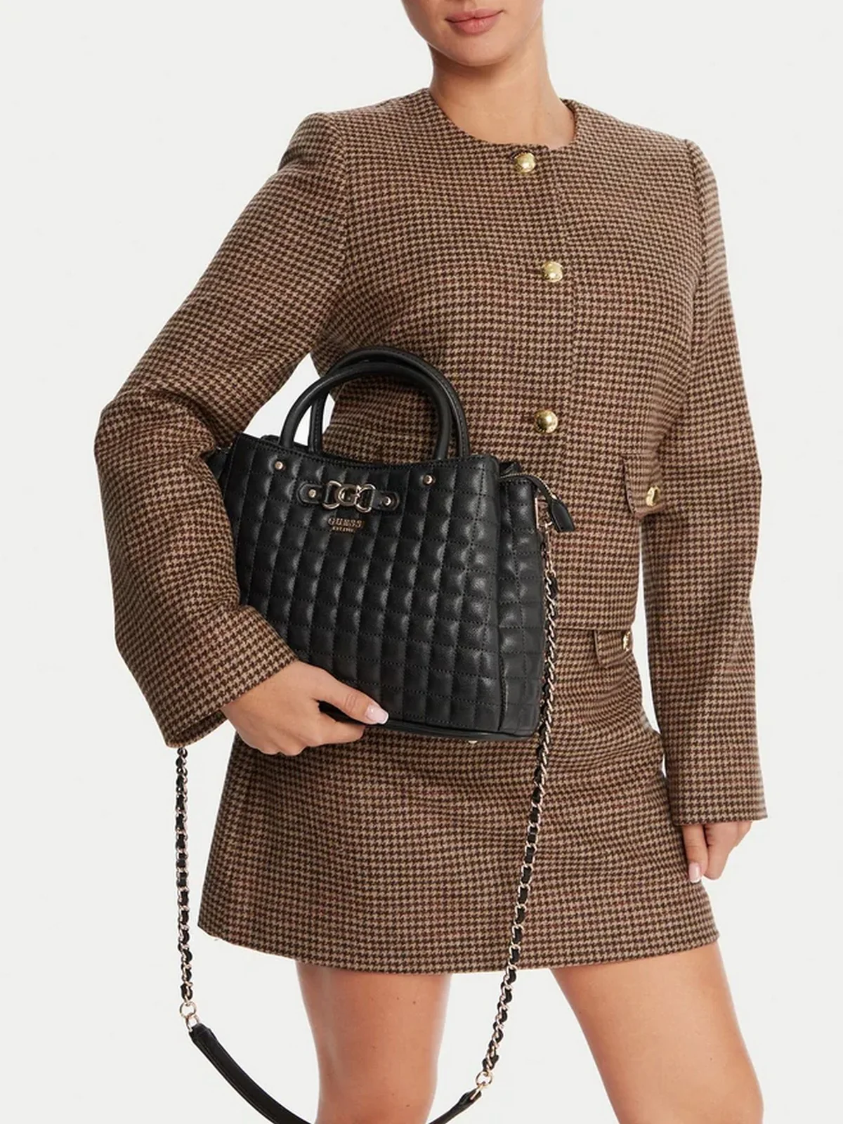 GUESS Borsa Donna NADIRA GIRLFRIEND SATCHEL HWQG84 24060 BLA BLACK - Image 6