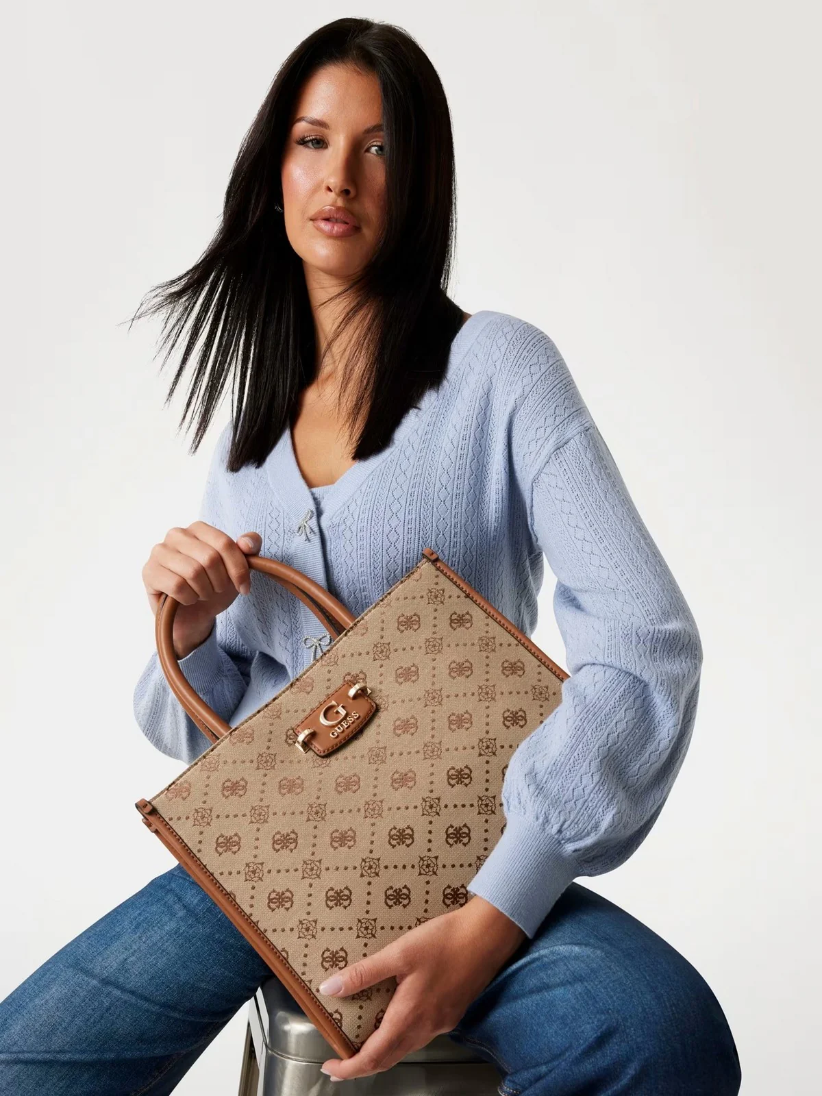 GUESS Borsa Donna NEDA 2 COMP TOTE HWJP96 54220 LTL LATTE LOGO - Image 3