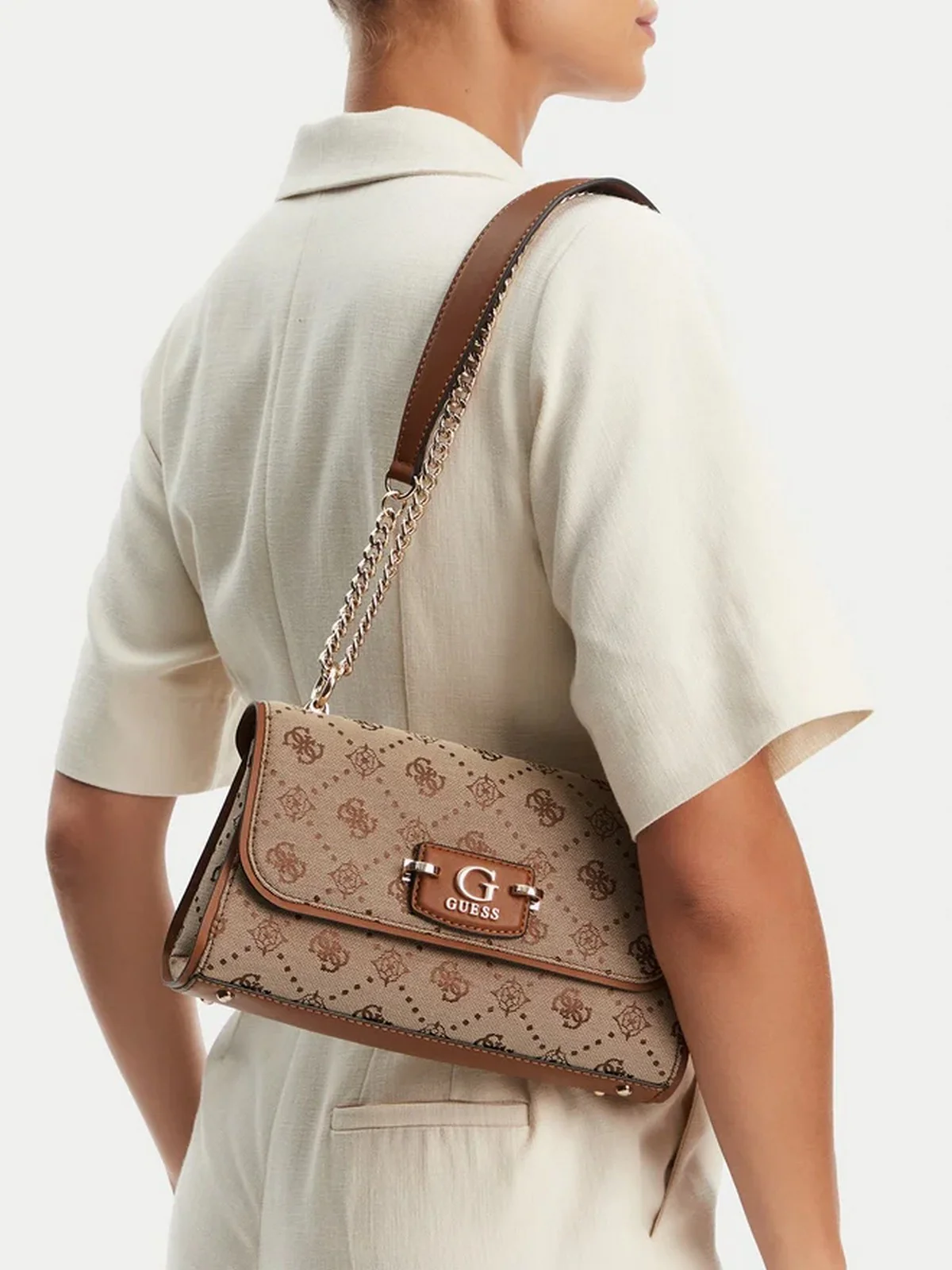 GUESS Borsa Donna NEDA CONVERTIBLE XBODY FLAP HWJP96 54210 LTL LATTE LOGO - Image 2