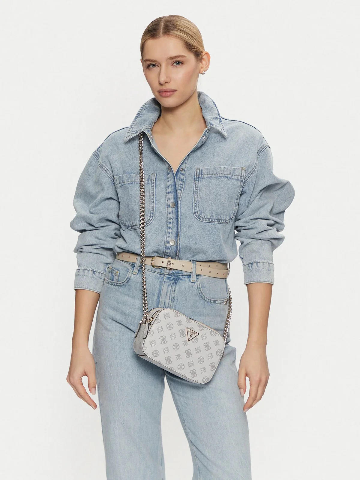 GUESS Borsa Donna NOELLE CROSSBODY CAMERA HWPG78 79140 WLO Bianco - Image 5
