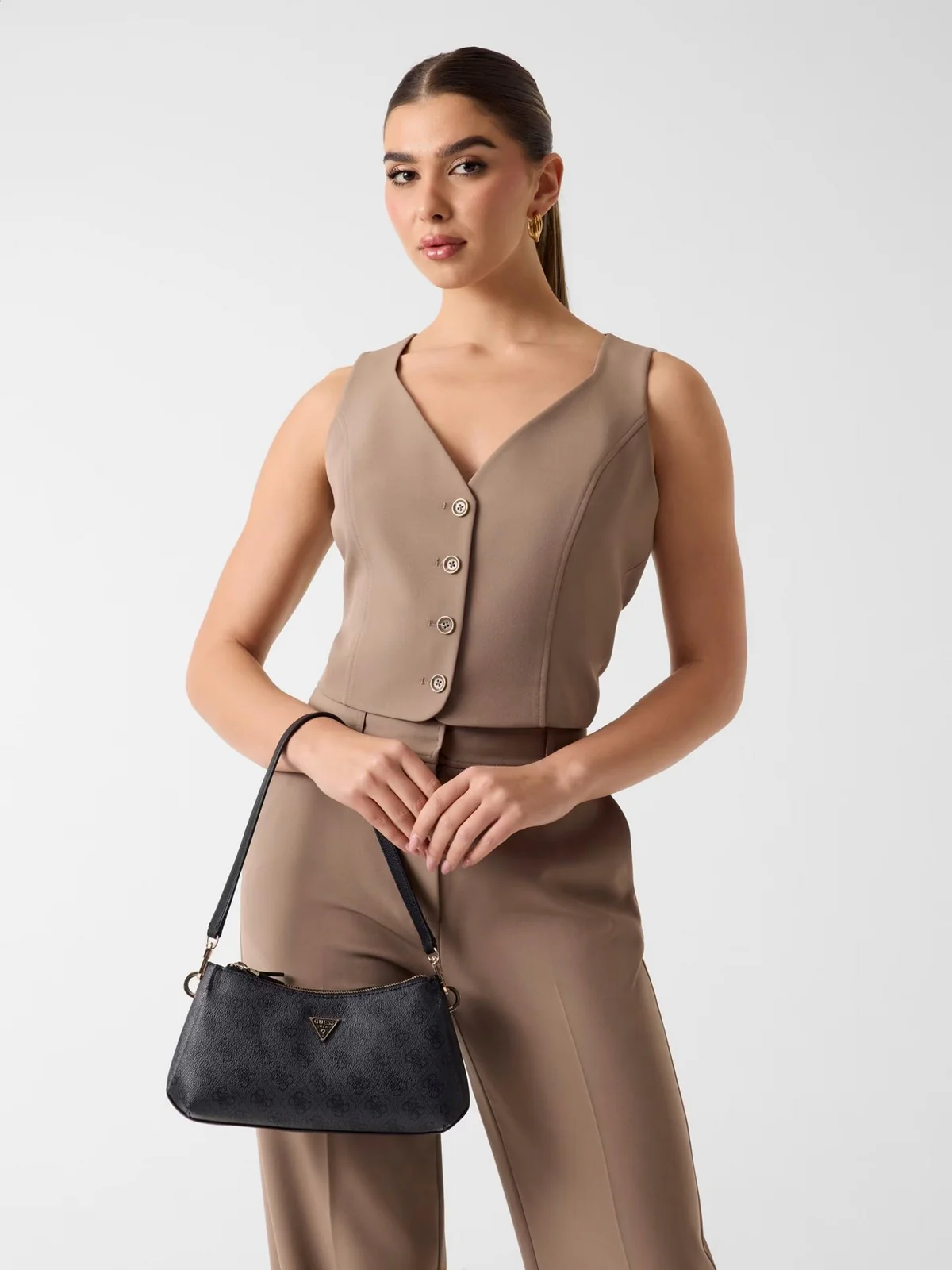 GUESS Borsa Donna NOELLE II 3 COMP SHLDR XBODY HWBG96 72730 CLO COAL LOGO - Image 2