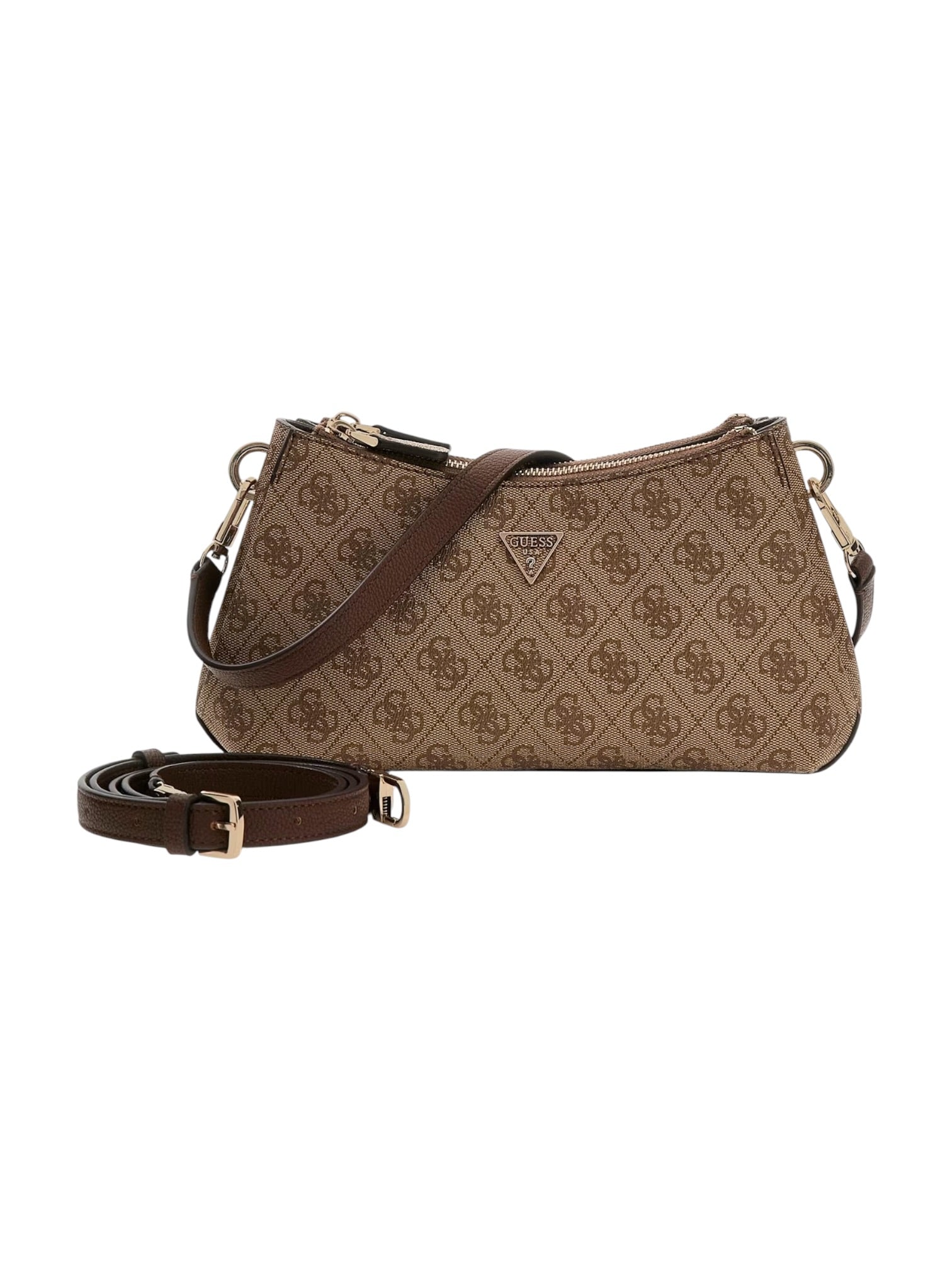 GUESS Borsa Donna NOELLE II 3 COMP SHLDR XBODY HWBG96 72730 LGW LATTE LOGO/BROWN - Image 2