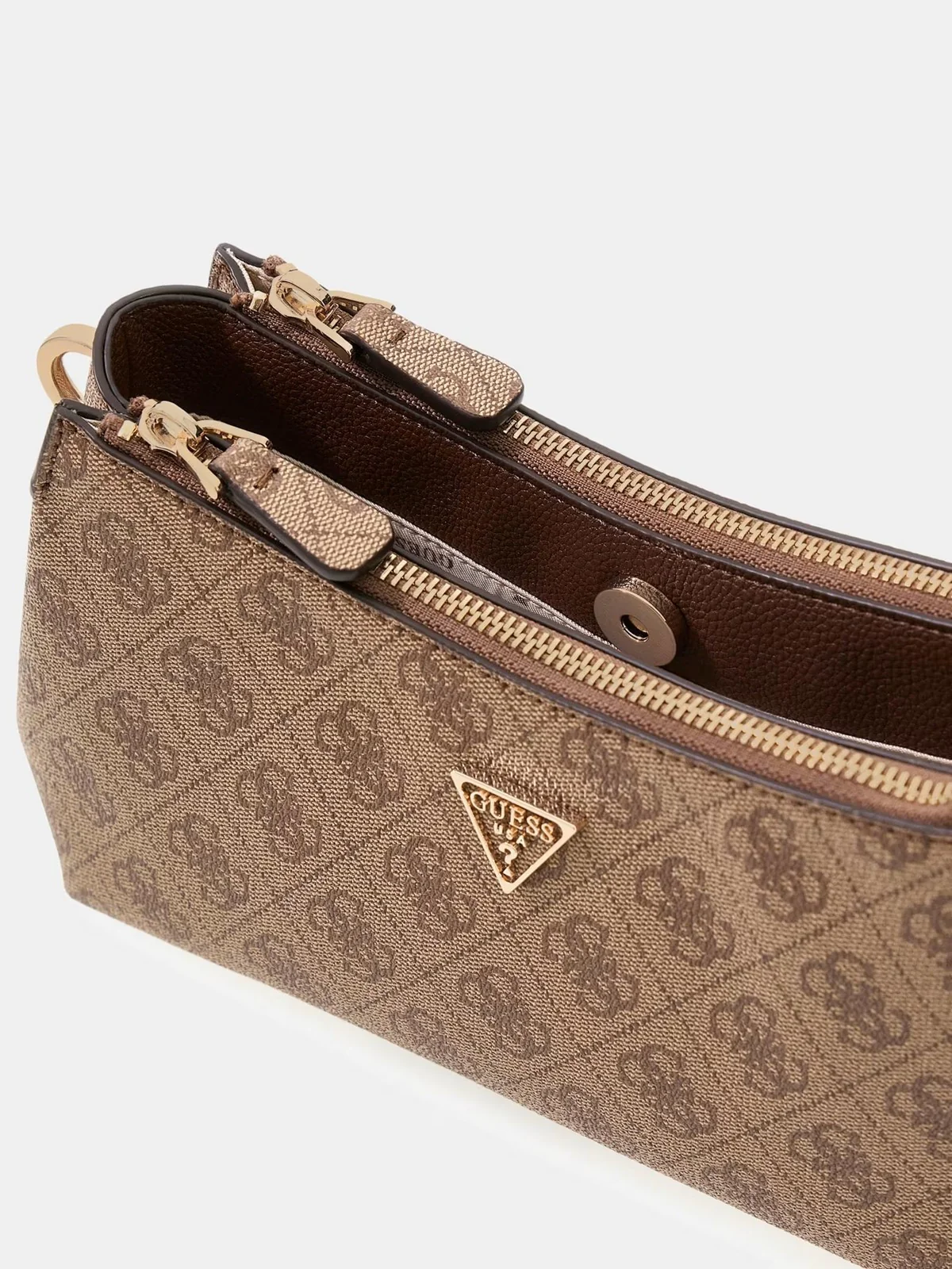 GUESS Borsa Donna NOELLE II 3 COMP SHLDR XBODY HWBG96 72730 LGW LATTE LOGO/BROWN - Image 5