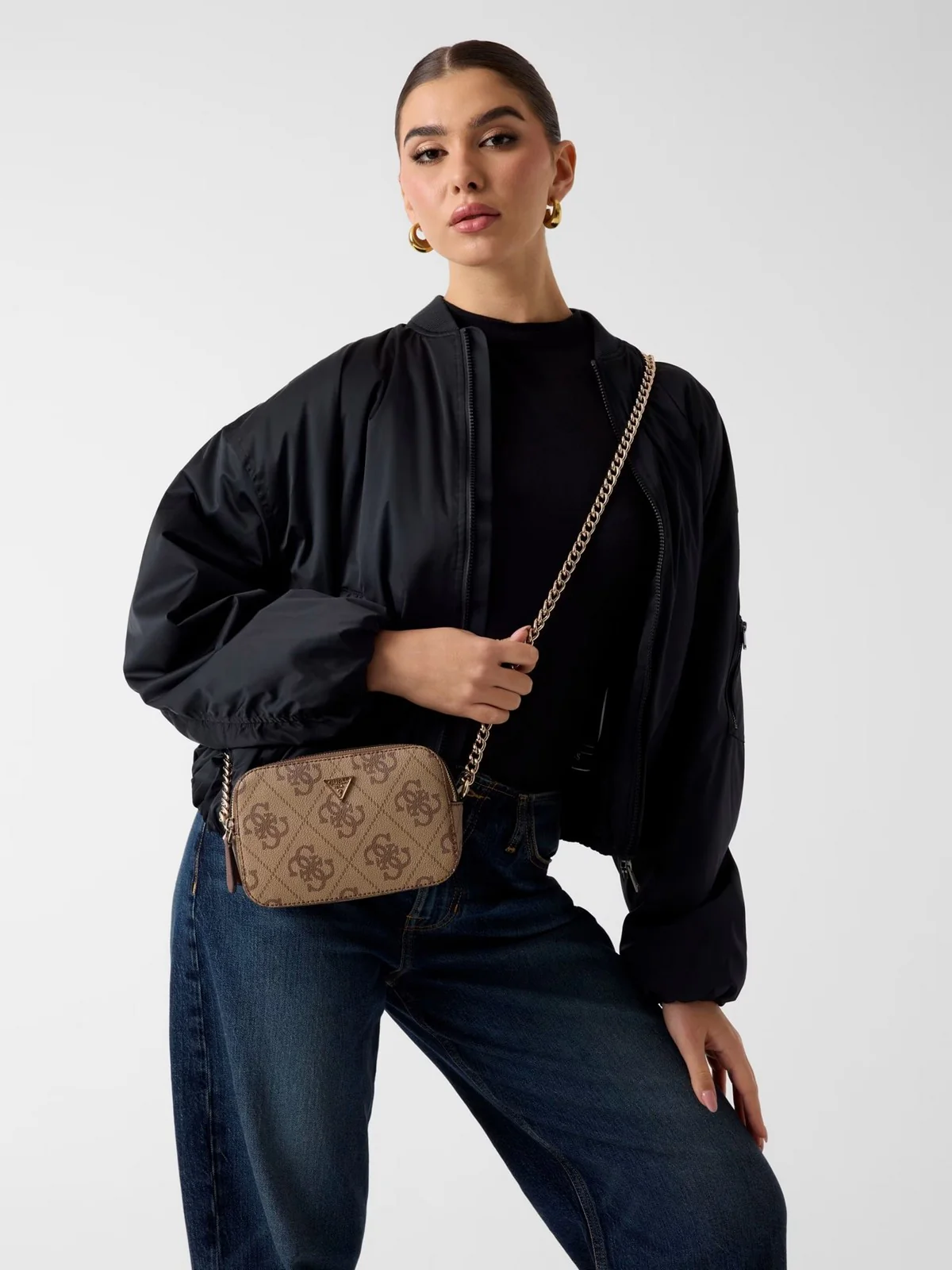 GUESS Borsa Donna NOELLE II CROSSBODY CAMERA HWSO96 72140 LGW LATTE LOGO/BROWN - Image 4