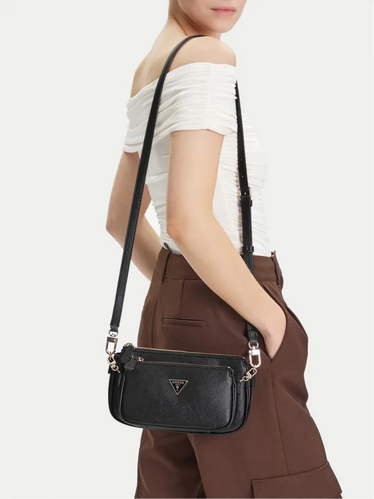 GUESS Borsa Donna NOELLE II DBL POUCH CROSSBODY HWZG96 72710 BLA BLACK - Image 2