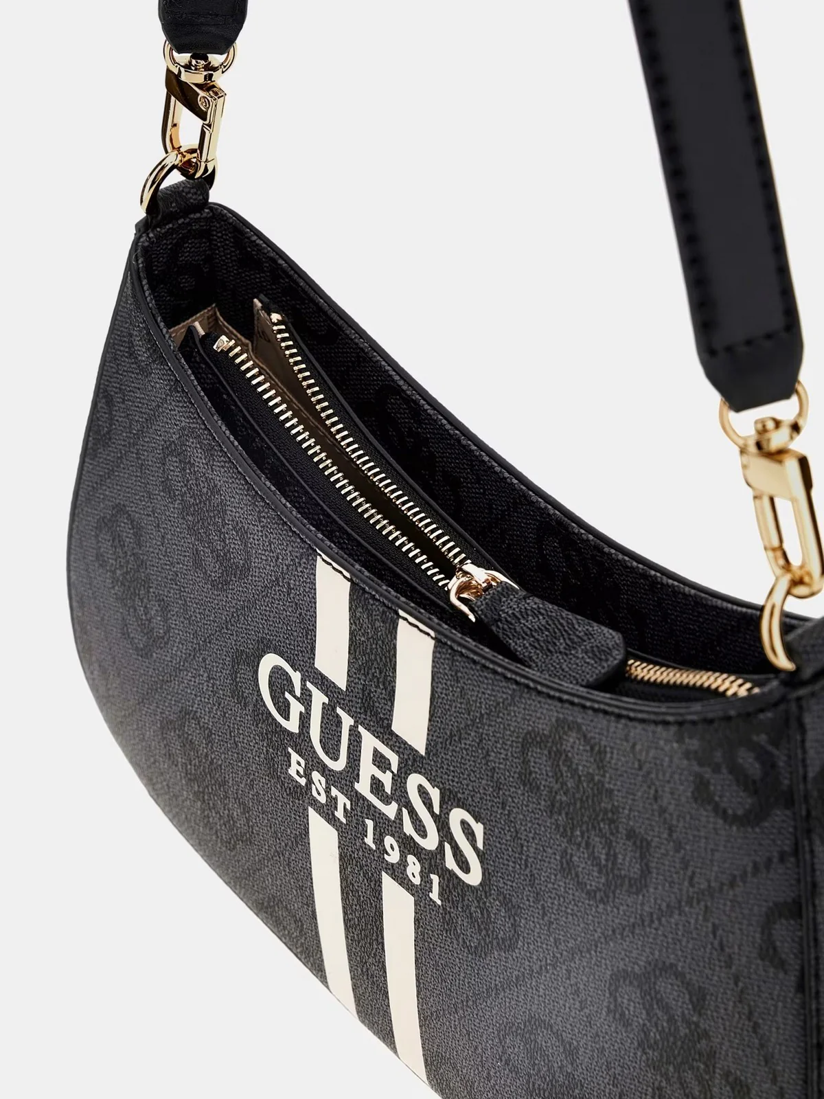 GUESS Borsa Donna NOELLE II TOP ZIP SHOULDER BAG HWOS96 72180 CLO COAL LOGO - Image 5