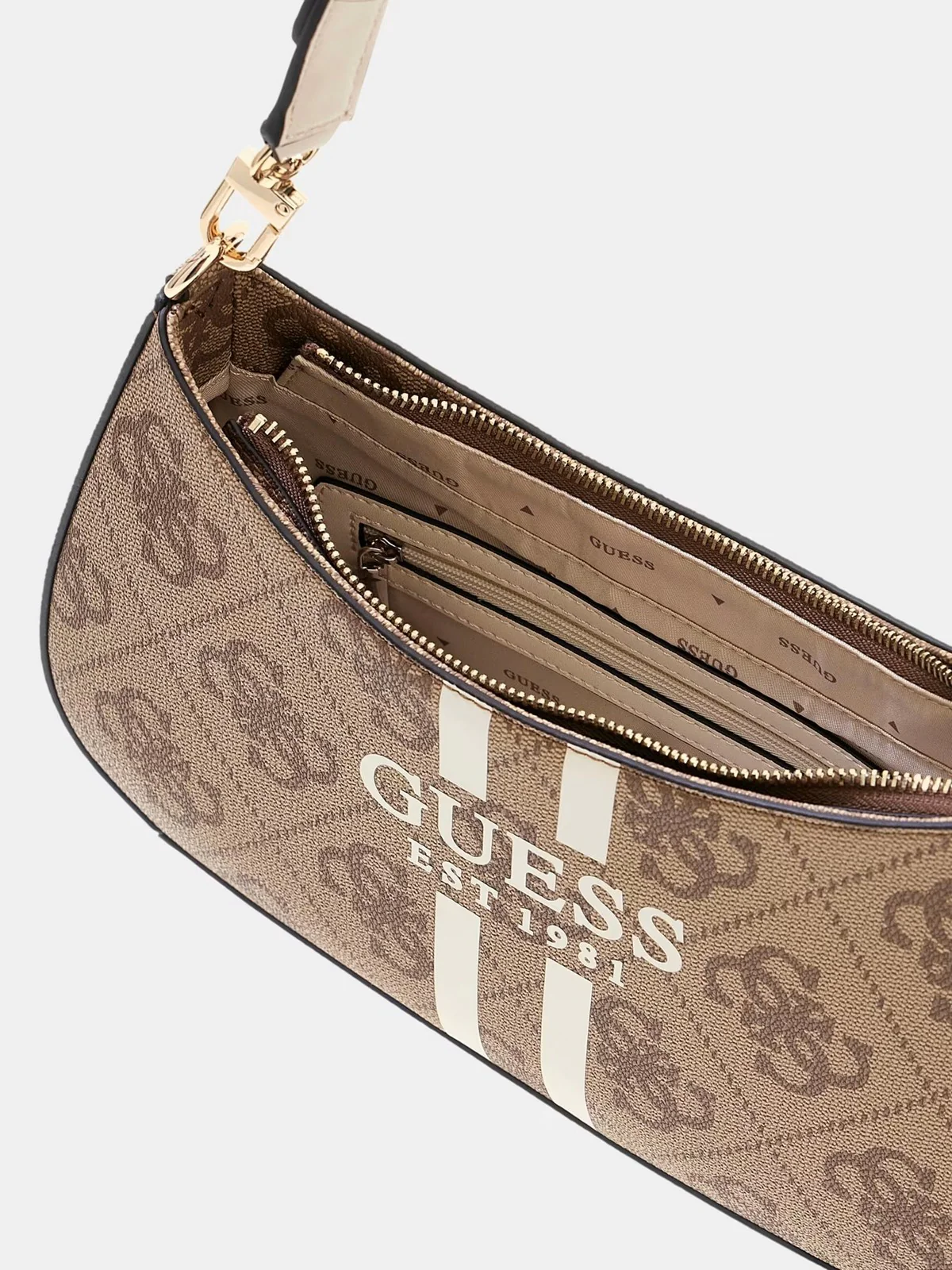 GUESS Borsa Donna NOELLE II TOP ZIP SHOULDER BAG HWOS96 72180 LTL LATTE LOGO - Image 4