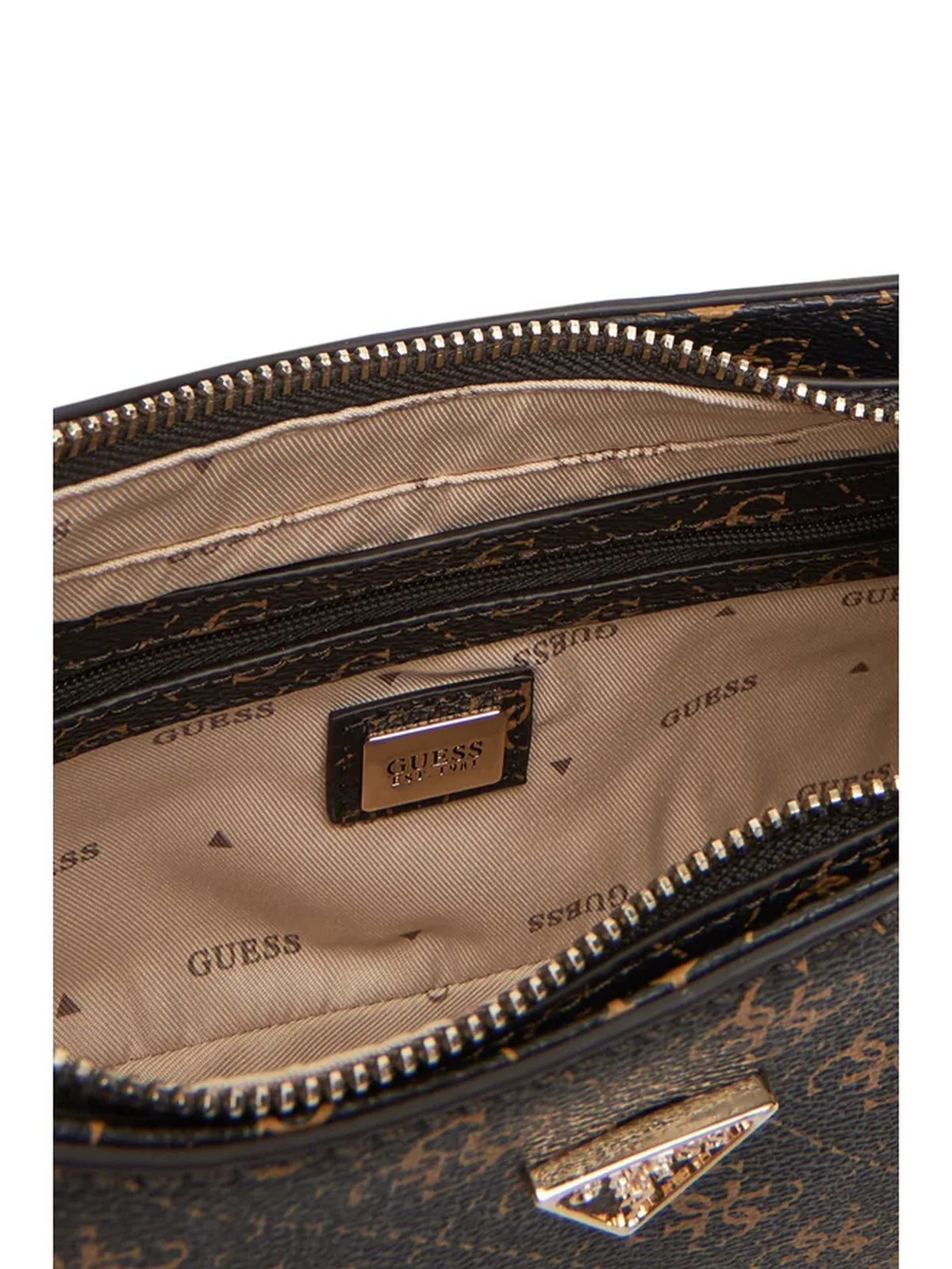 GUESS Borsa Donna NOELLE II TOP ZIP SHOULDER BAG HWQG96 72180 BNL BROWN LOGO - Image 4