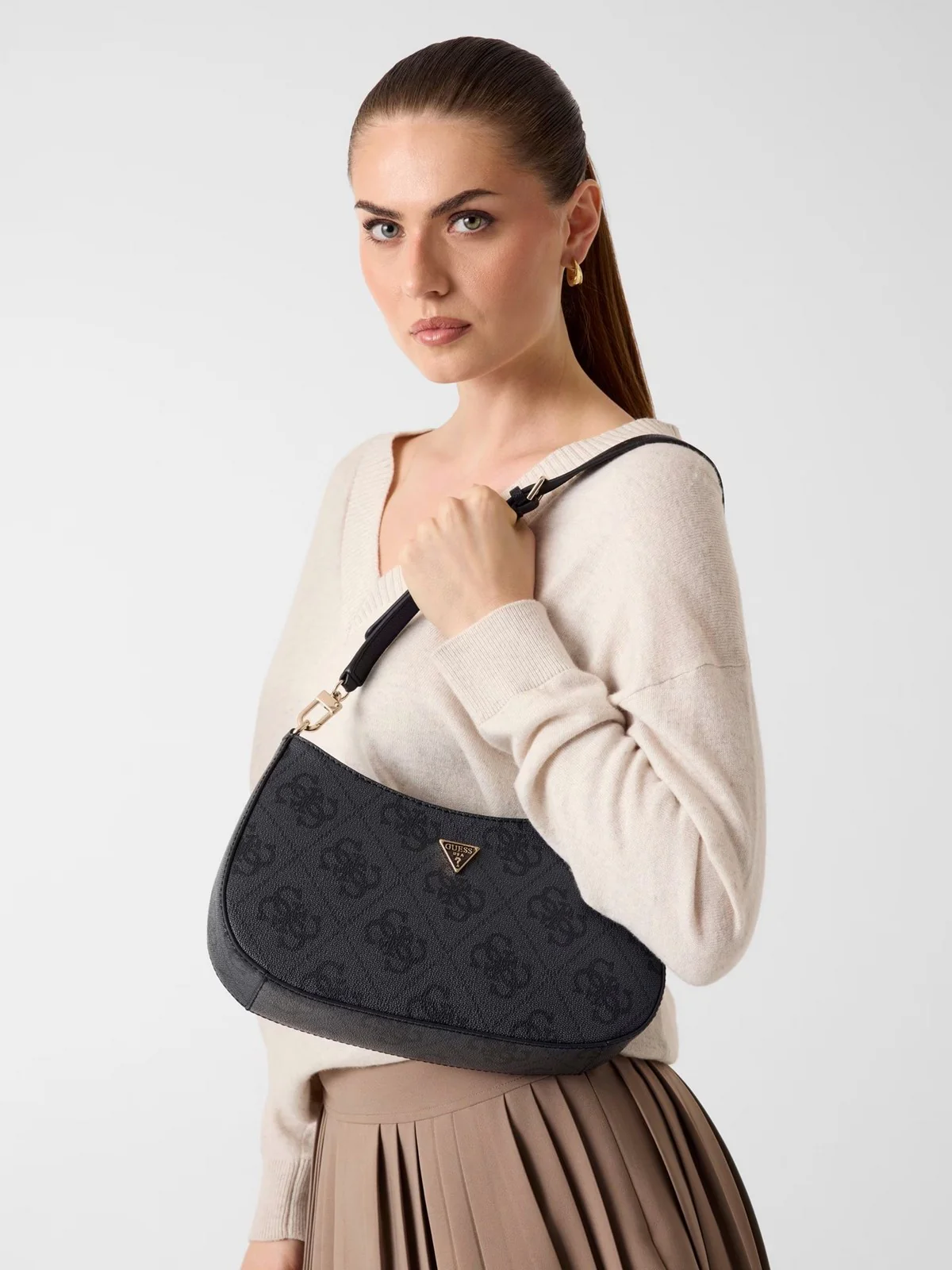 GUESS Borsa Donna NOELLE II TOP ZIP SHOULDER BAG HWSO96 72180 CLO COAL LOGO - Image 4