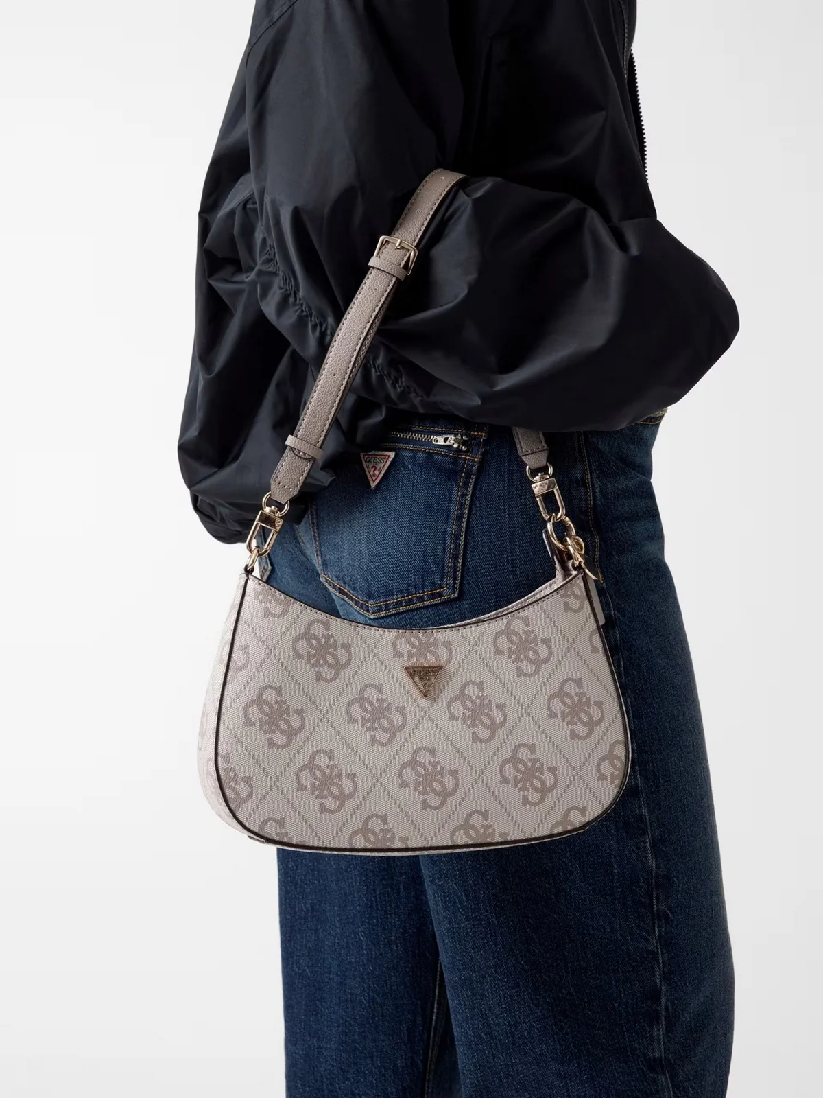 GUESS Borsa Donna NOELLE II TOP ZIP SHOULDER BAG HWSO96 72180 DKO DARK TAUPE LOGO - Image 5