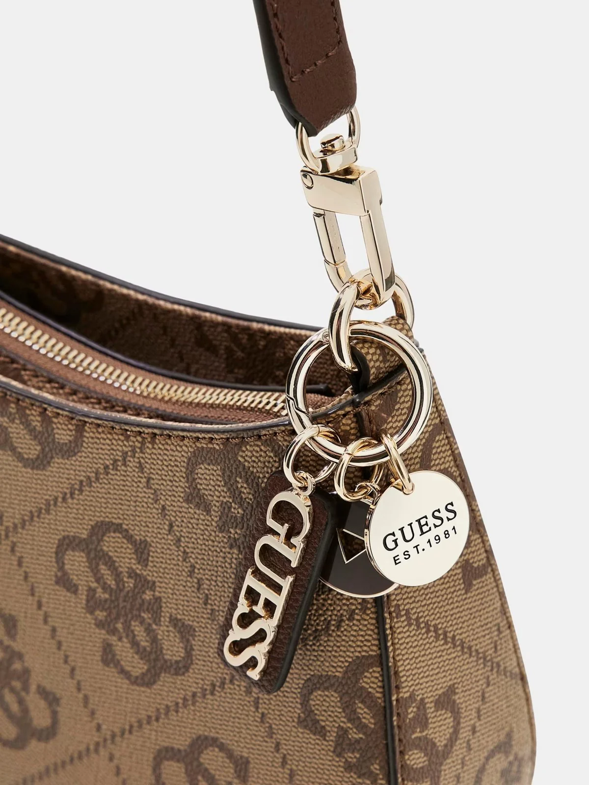 GUESS Borsa Donna NOELLE II TOP ZIP SHOULDER BAG HWSO96 72180 LGW LATTE LOGO/BROWN - Image 4