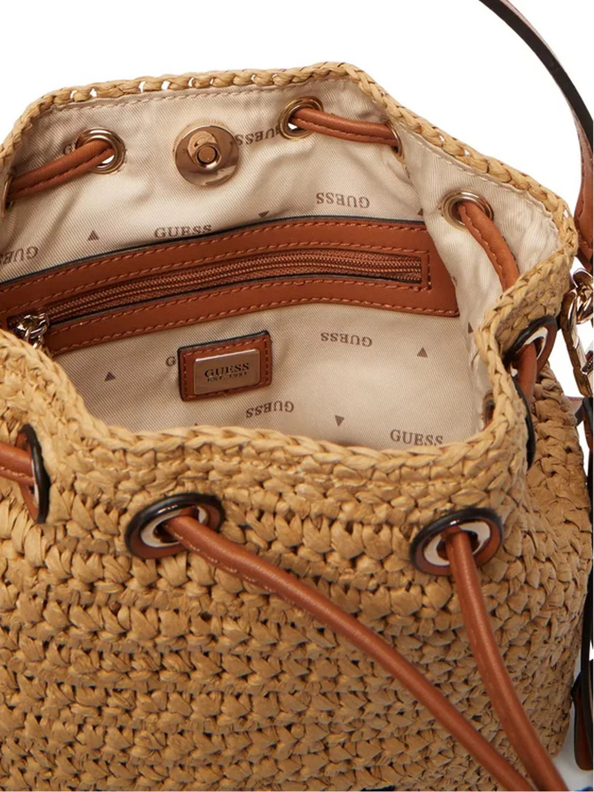 GUESS Borsa Donna OFELIA TOP HANDLE BUCKET HWWG99 23030 NTC NATURAL/COGNAC - Image 2