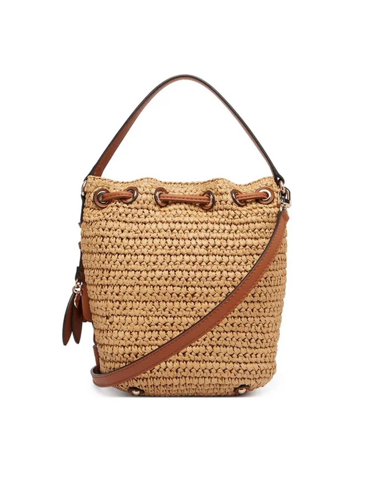 GUESS Borsa Donna OFELIA TOP HANDLE BUCKET HWWG99 23030 NTC NATURAL/COGNAC - Image 5