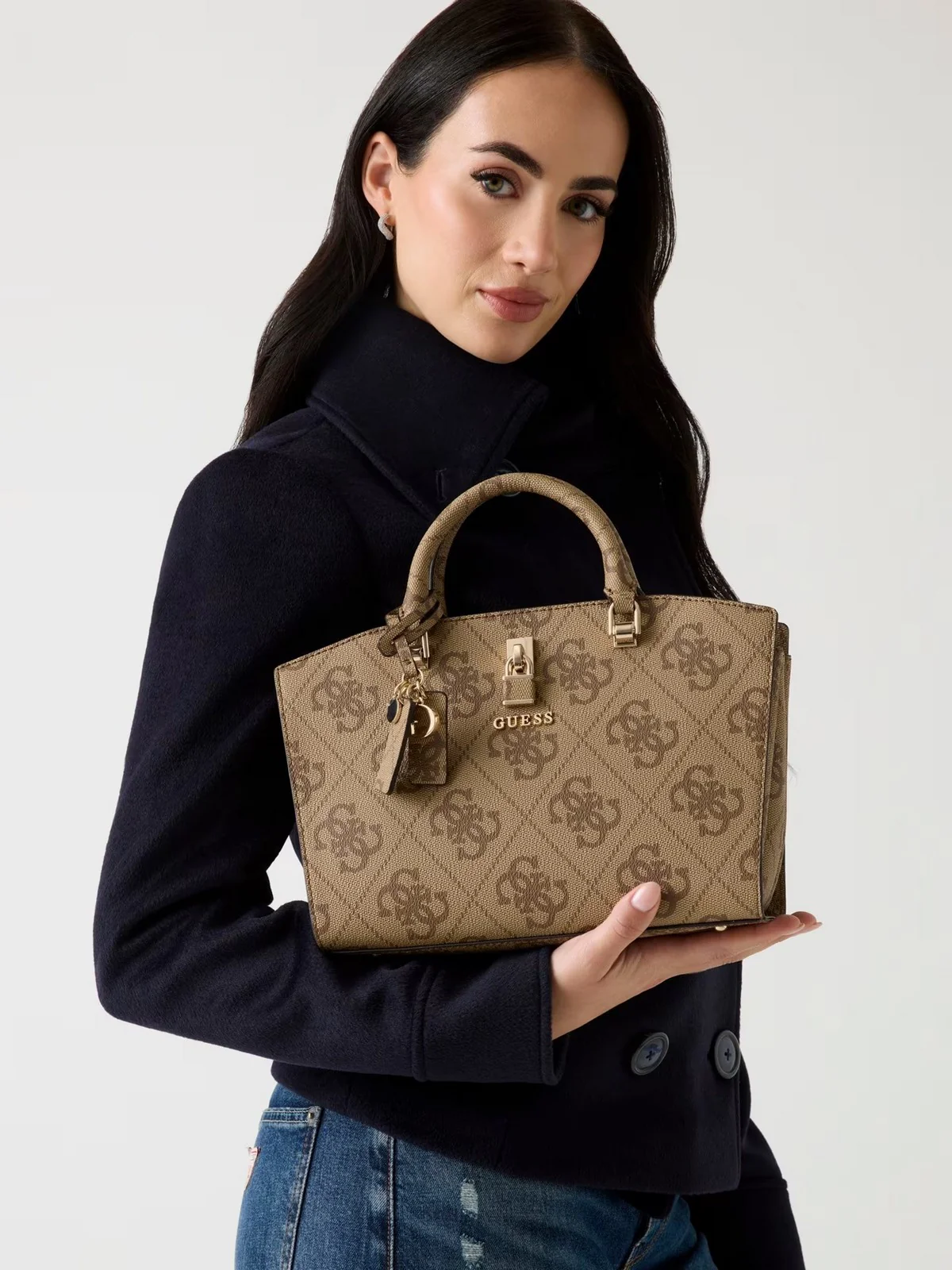 GUESS Borsa Donna QUEENSLAND LUXURY SATCHEL HWOS96 55060 LTL LATTE LOGO - Image 3