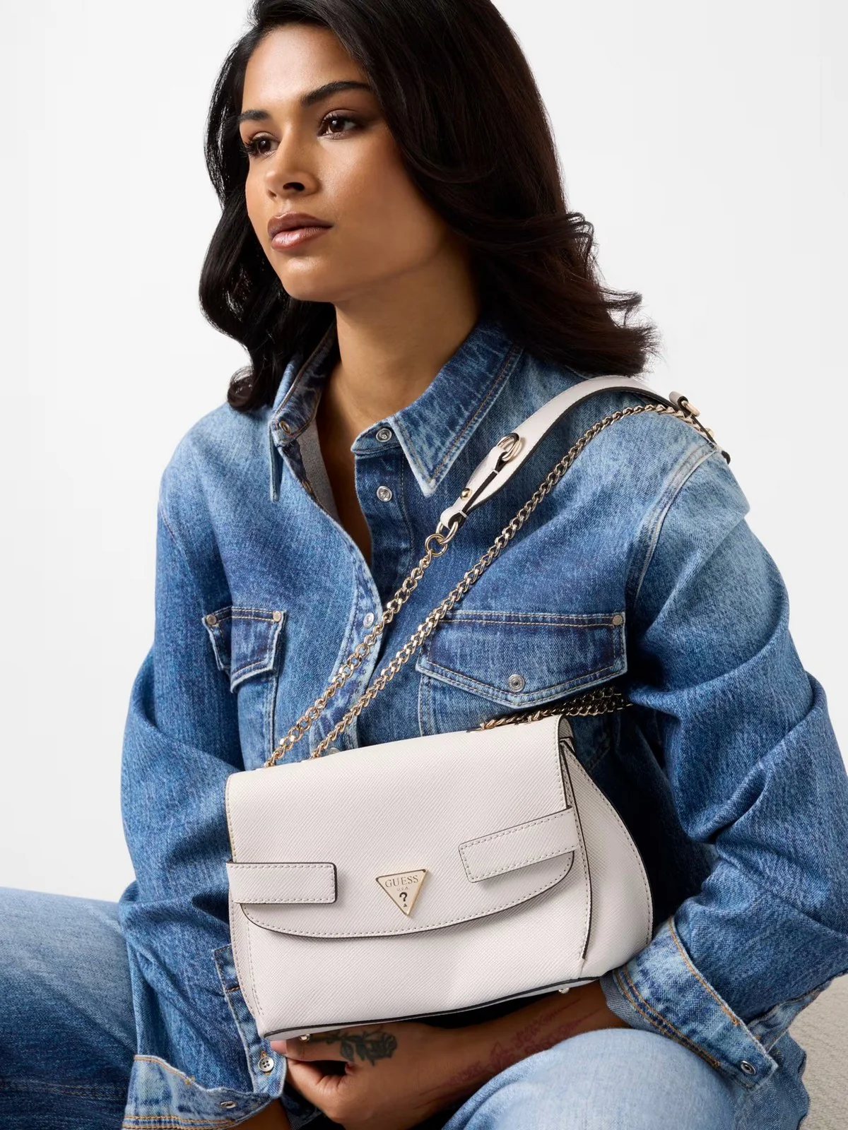 GUESS Borsa Donna SERENOVA CNVRTBLE XBODY FLAP HWZG80 91210 OFF off white - Image 2