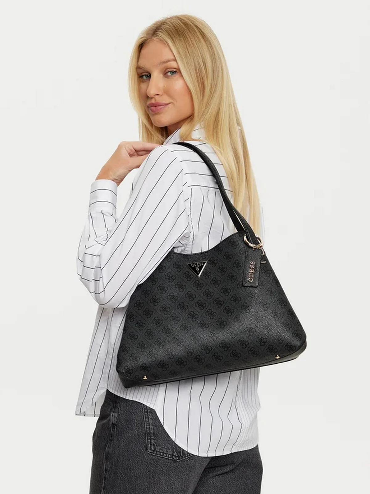 GUESS Borsa Donna SORA GIRLFRIEND CARRYALL HWSG95 07220 CLO Grigio - Image 5
