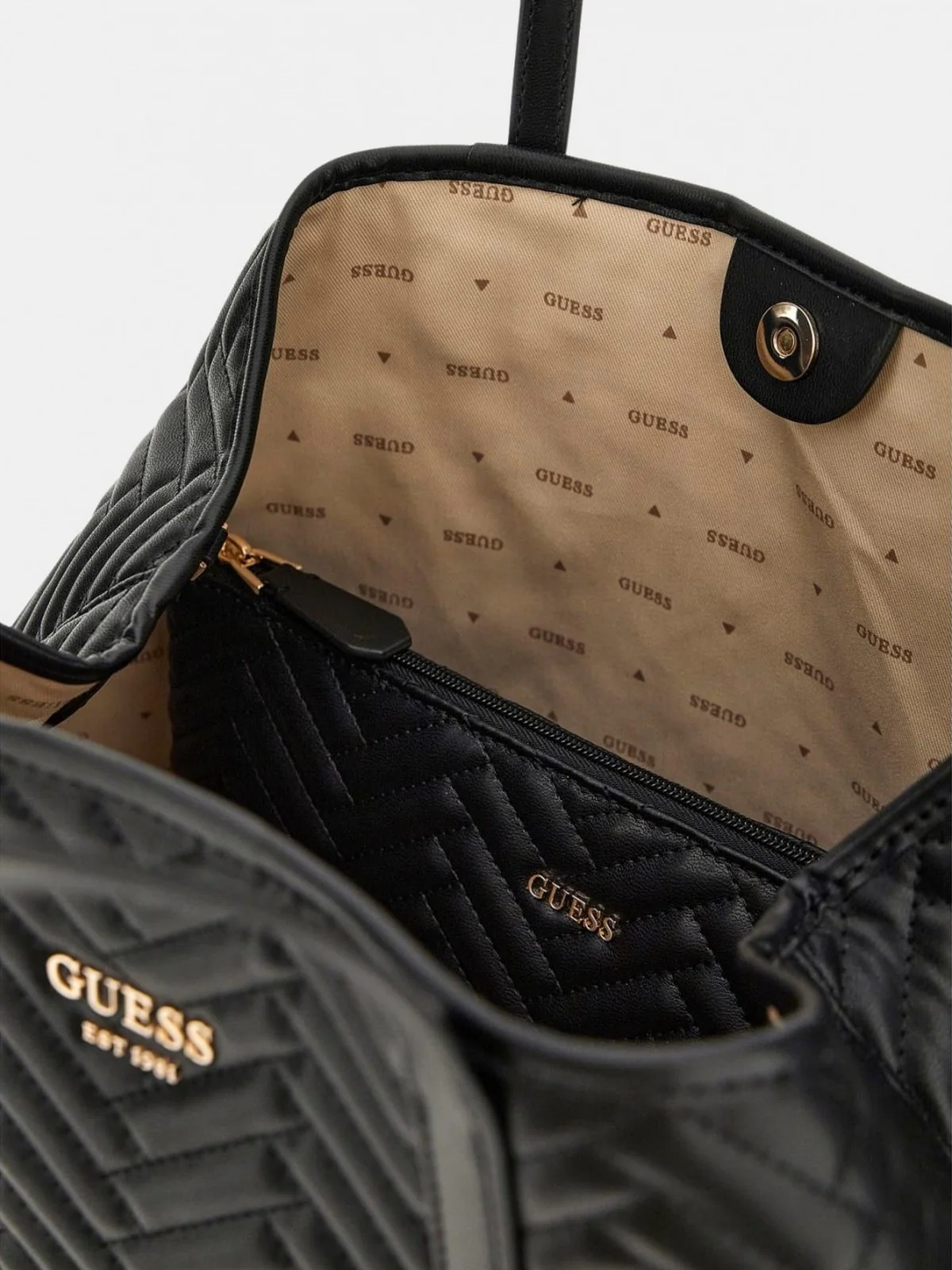 GUESS Borsa Donna VIKKY II LARGE 2 IN 1 TOTE HWQG93 18290 BLA Nero - Image 3