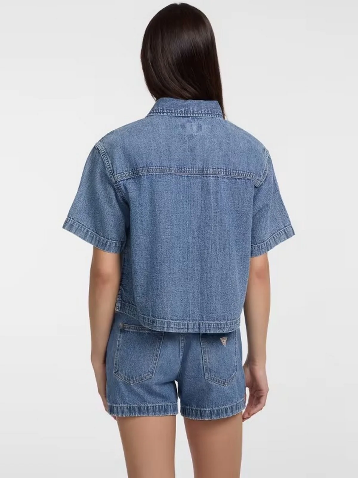 GUESS Camicia Donna GJ BOXY SS SHIRT W5GH0F D5M81 GJMW Blu - Image 3