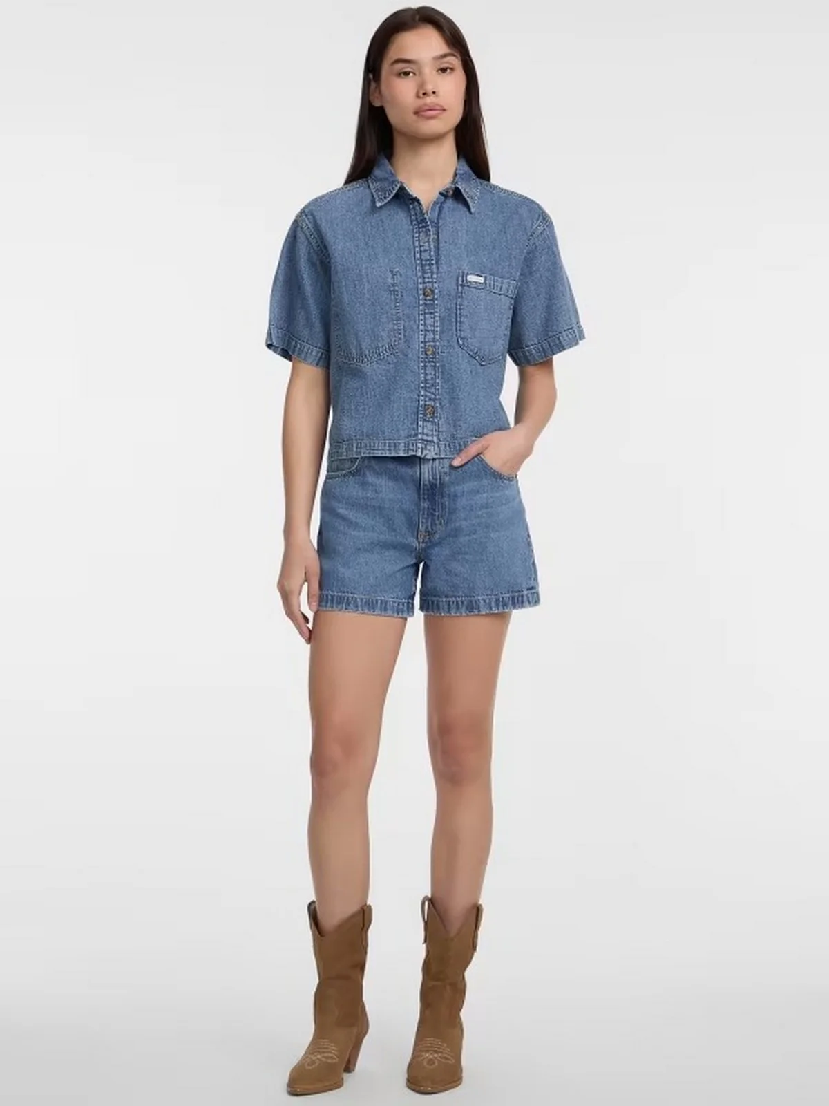 GUESS Camicia Donna GJ BOXY SS SHIRT W5GH0F D5M81 GJMW Blu - Image 5