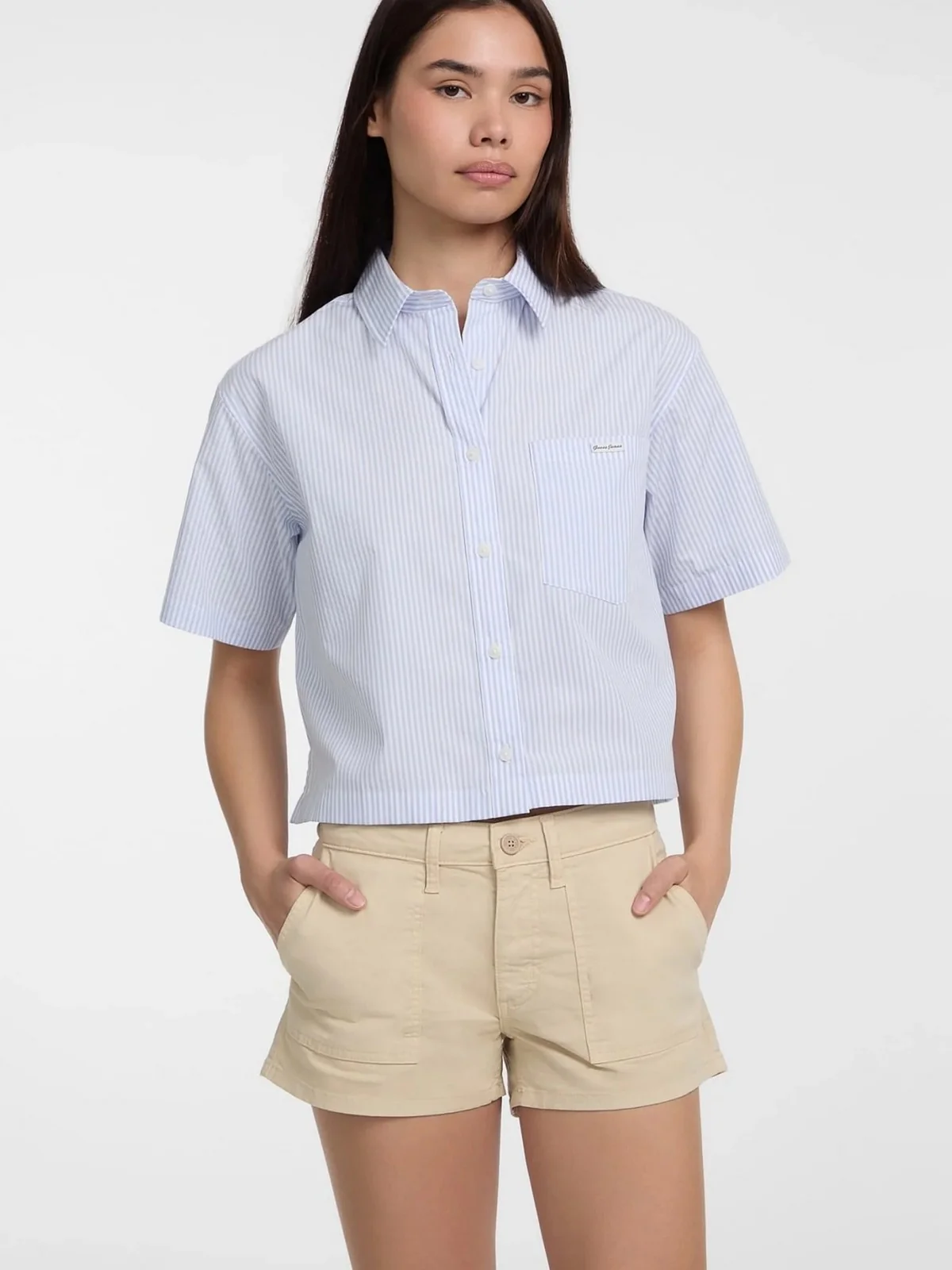 GUESS Camicia Donna GJ SS CAMP COLLAR BOXY SHIRT W5GH98 WH7Q1 FB9A Blu - Image 2