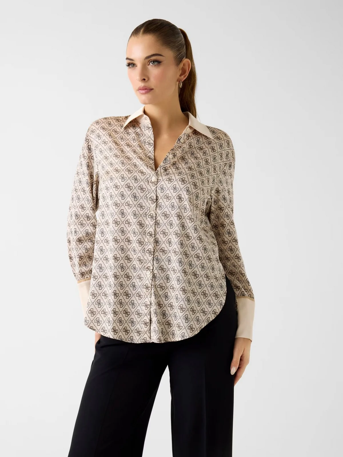 GUESS Camicia Donna LS ALEXANDRA SHIRT W4YH47 WF1T2 P1WE 4G ALL OVER LOGO LOV - Image 2