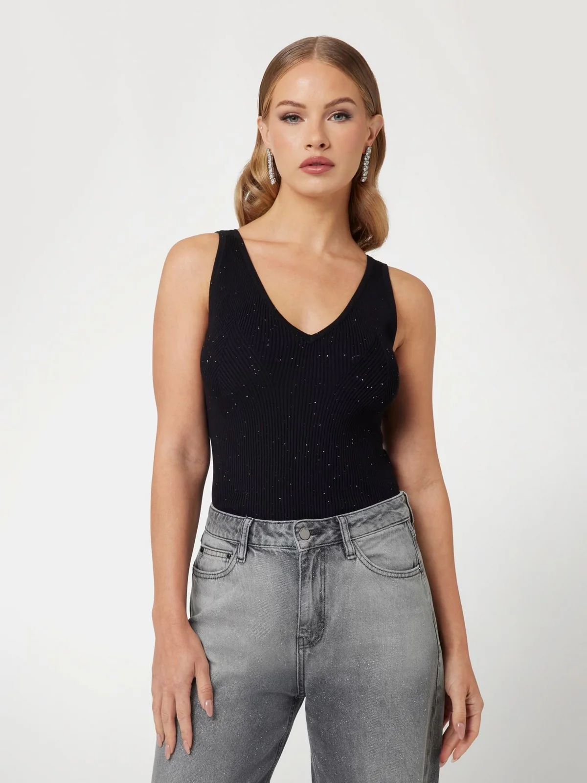 GUESS Canotta Donna EDEN TANK TOP SWTR W5RR18 Z34O0 JBLK Nero - Image 2