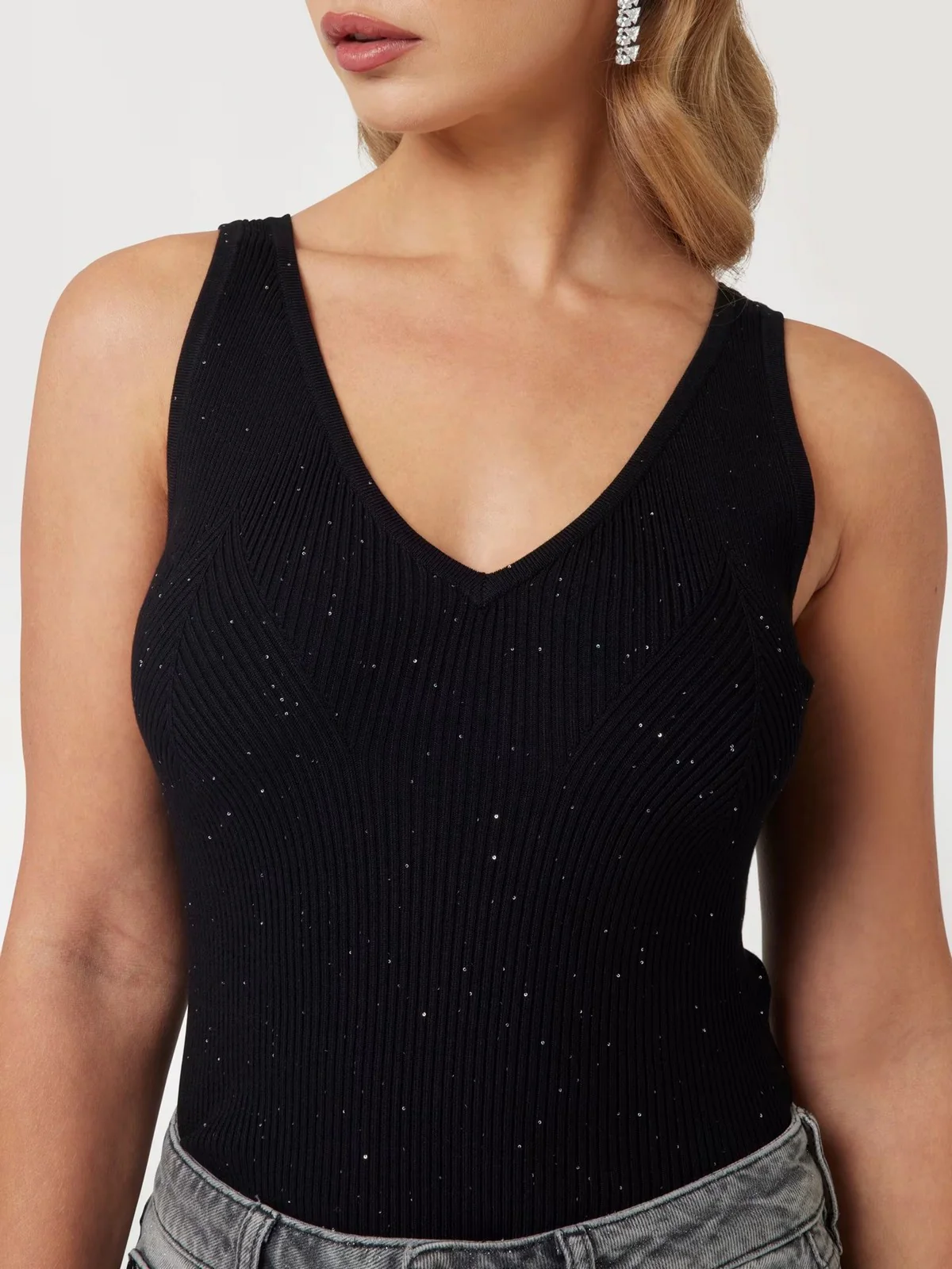 GUESS Canotta Donna EDEN TANK TOP SWTR W5RR18 Z34O0 JBLK Nero - Image 4