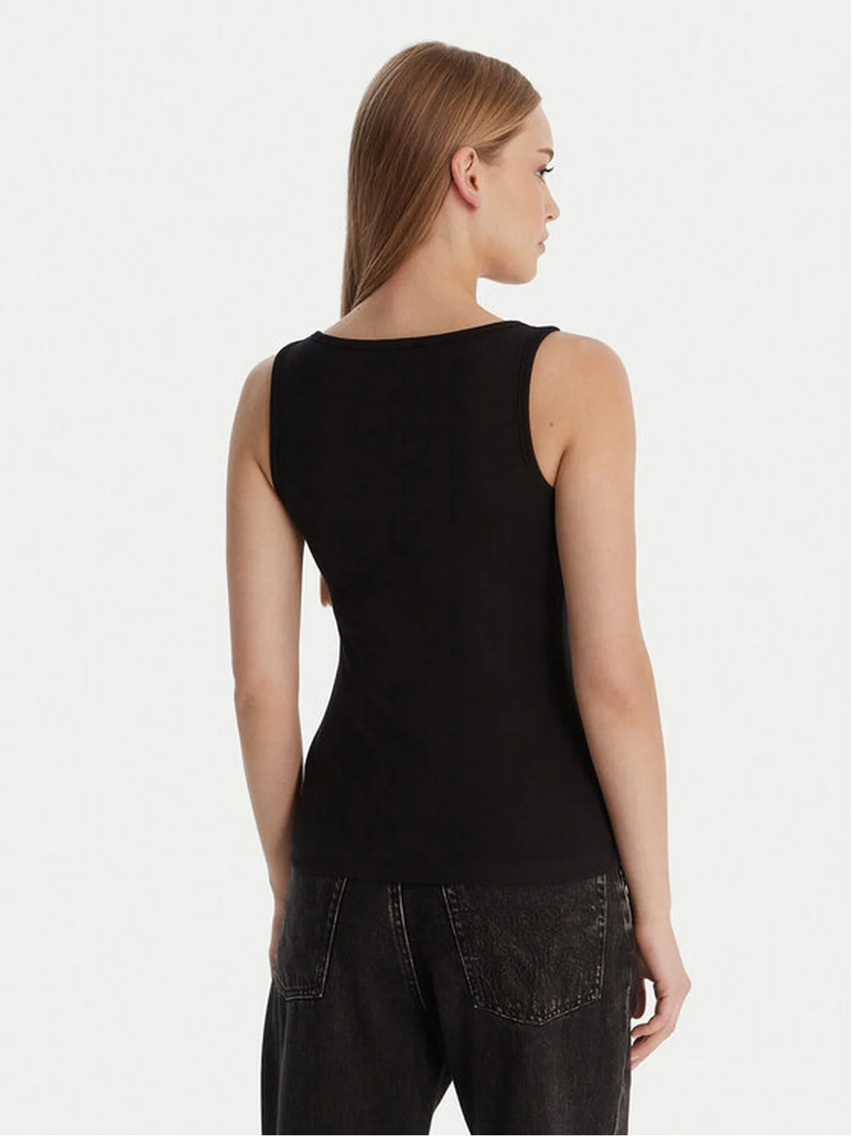 GUESS Canotta Donna GJ TANK TOP SLIM RIB EMBRO W6RP20 KA0H1 JBLK Jet Black A996 - Image 2