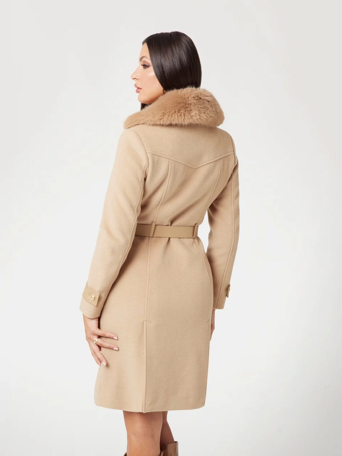 GUESS Cappotto Donna AMELIA DOUBLE BREAST BELT COAT W4BL46 WGKI2 G1FE Beige - Image 4