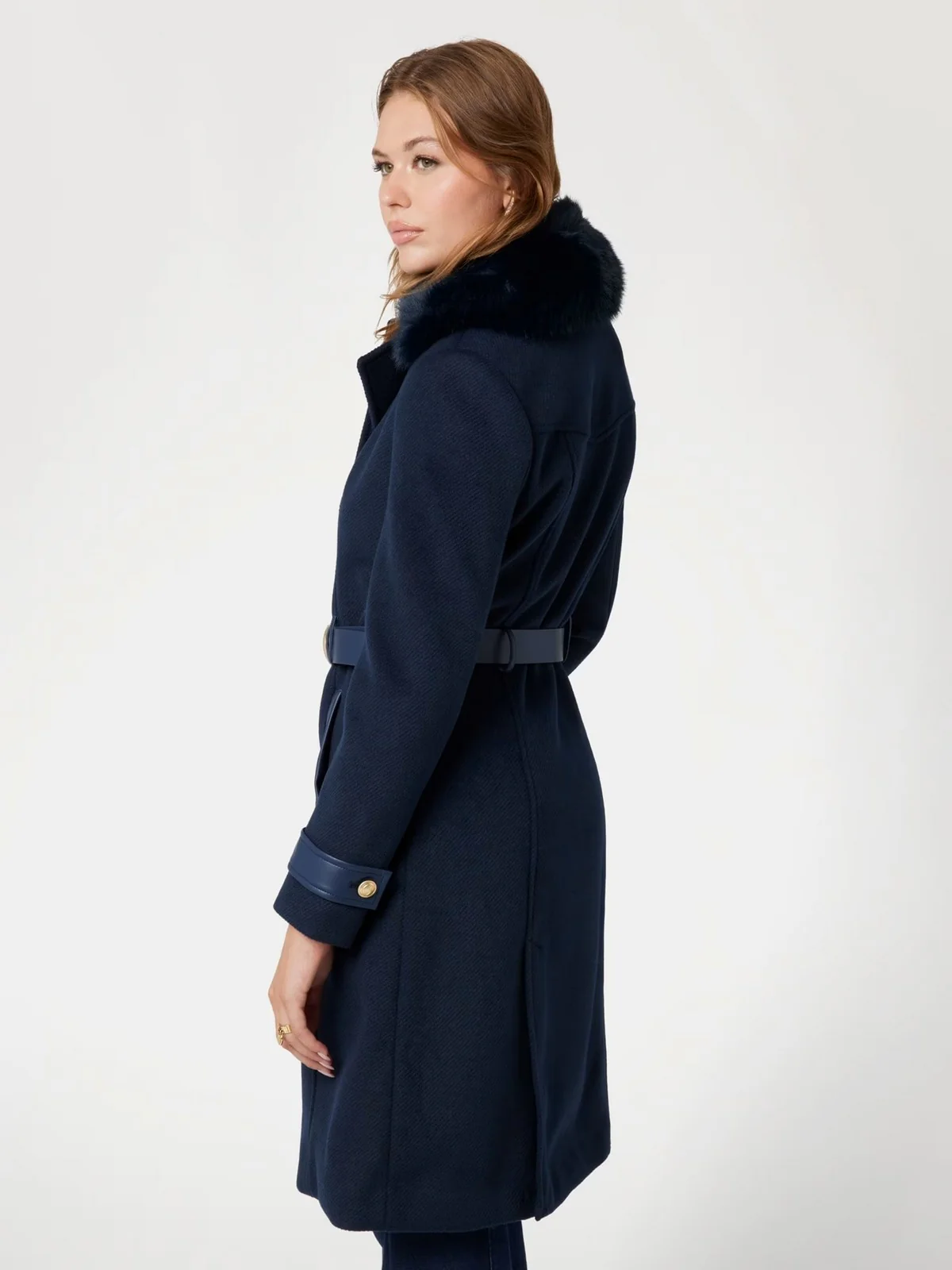 GUESS Cappotto Donna AMELIA DOUBLE BREAST BELT COAT W4BL46 WGKI2 G77G Blu - Image 3