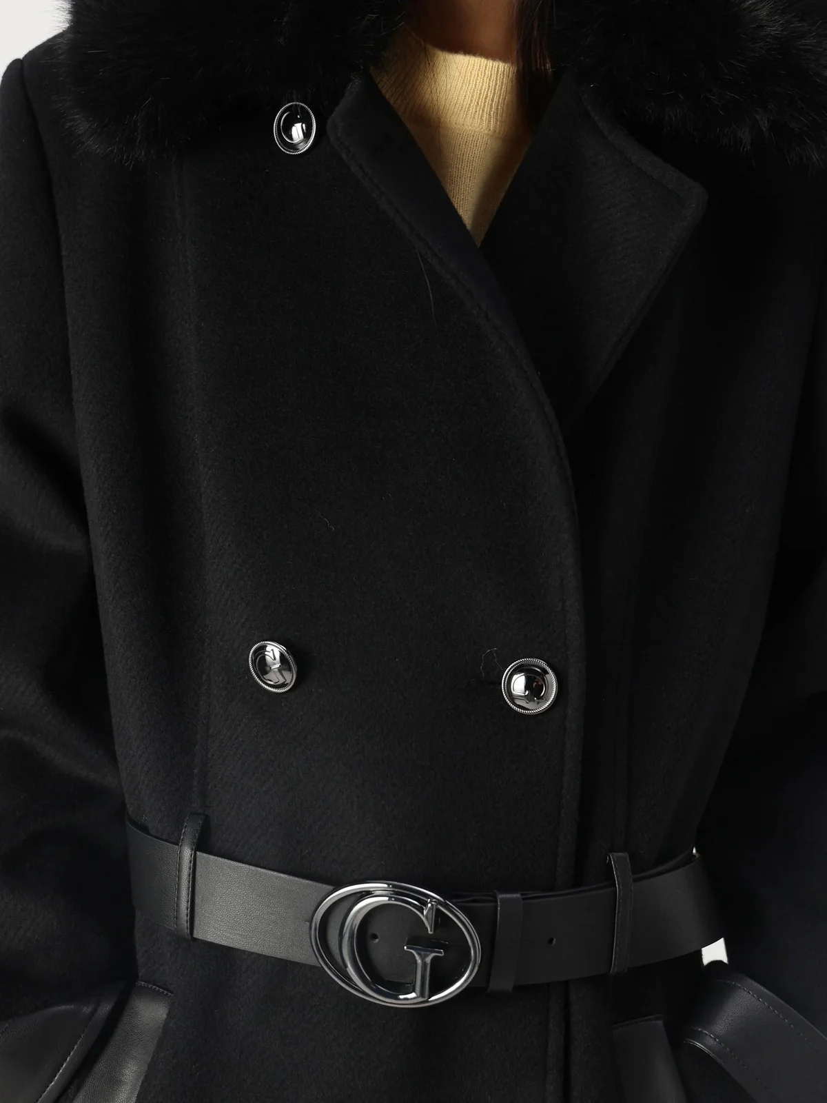 GUESS Cappotto Donna AMELIA DOUBLE BREAST BELT COAT W4BL46 WGKI2 JBLK Nero - Image 5