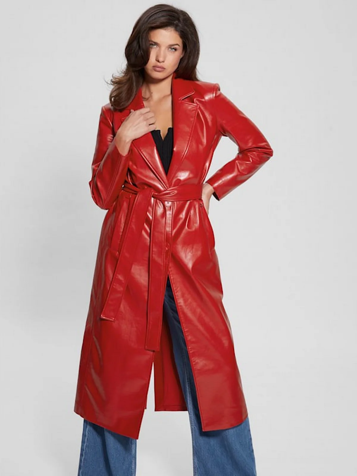 GUESS Cappotto Donna GEA PU LEATHER COAT W3BL64 WF8P0 F5E8 Rosso - Image 4