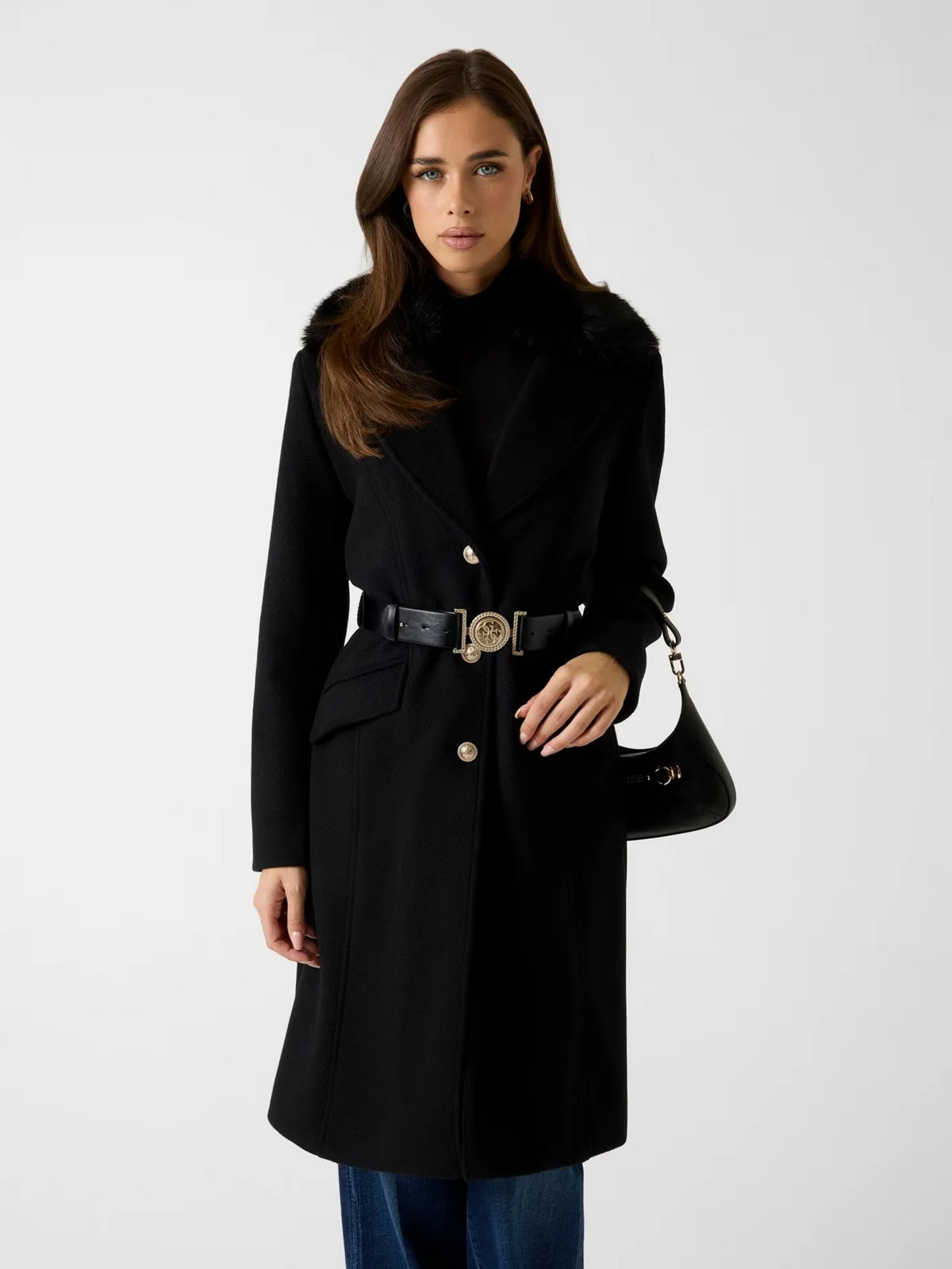 GUESS Cappotto Donna NEW PATRICE BELTED COAT W5BL25 W2672 JBLK Jet Black A996 - Image 3