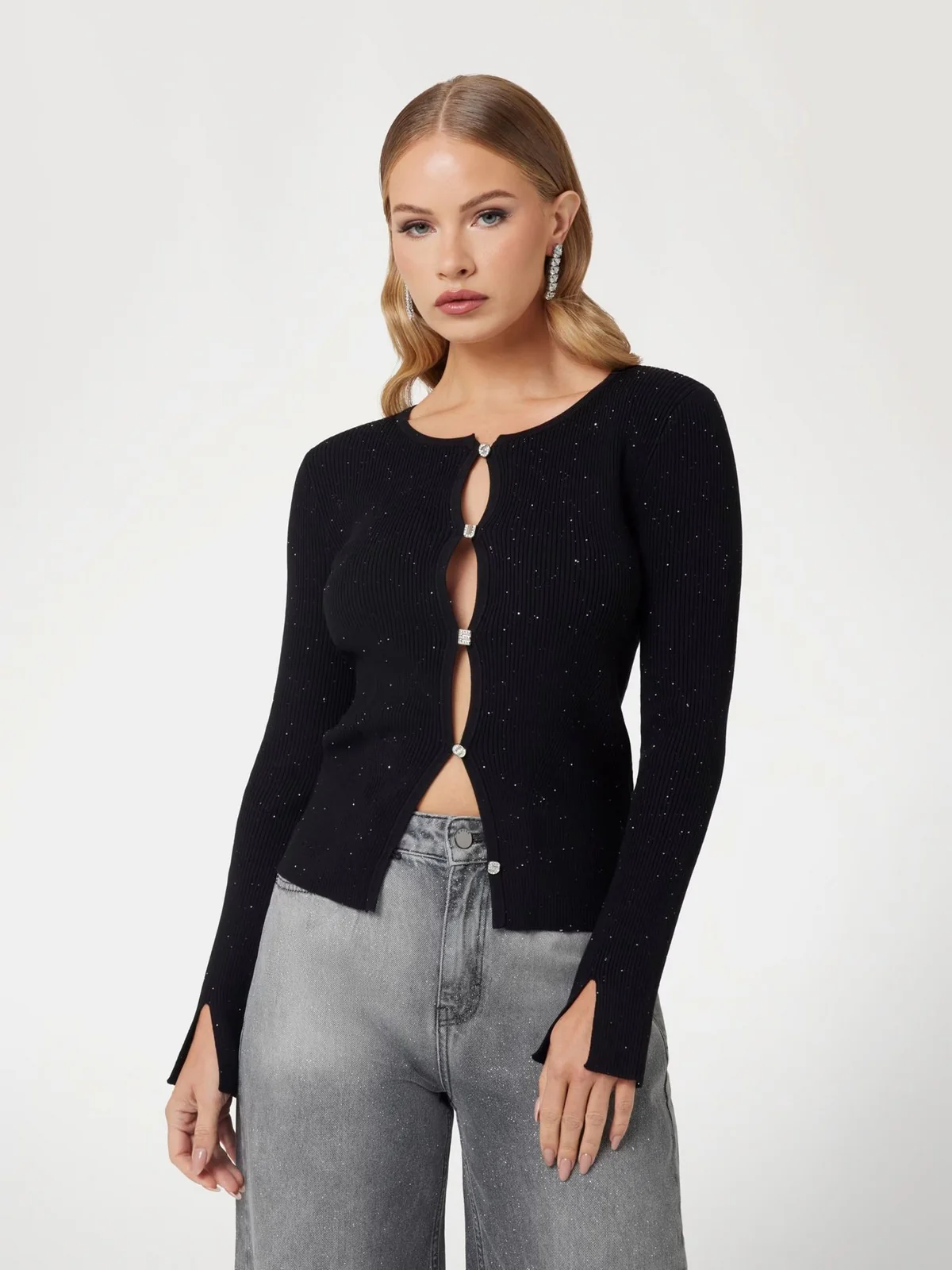 GUESS Cardigan Donna EDEN CN LS CARDI SWTR W5RR17 Z34O0 JBLK Nero - Image 2