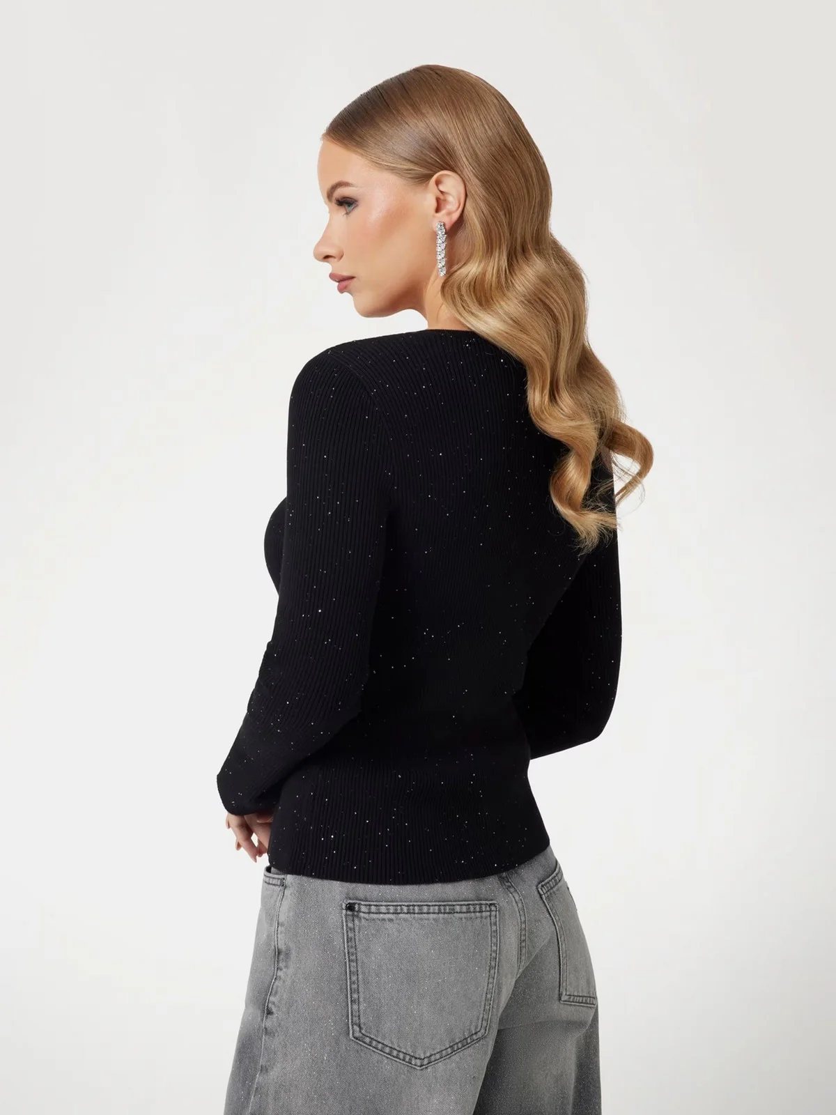 GUESS Cardigan Donna EDEN CN LS CARDI SWTR W5RR17 Z34O0 JBLK Nero - Image 3