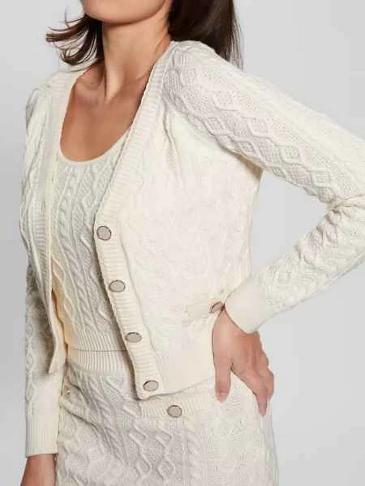 GUESS Cardigan Donna ISABELLE LS VN CARDI SWTR W4YR22 Z37L1 G012 Bianco - Image 2