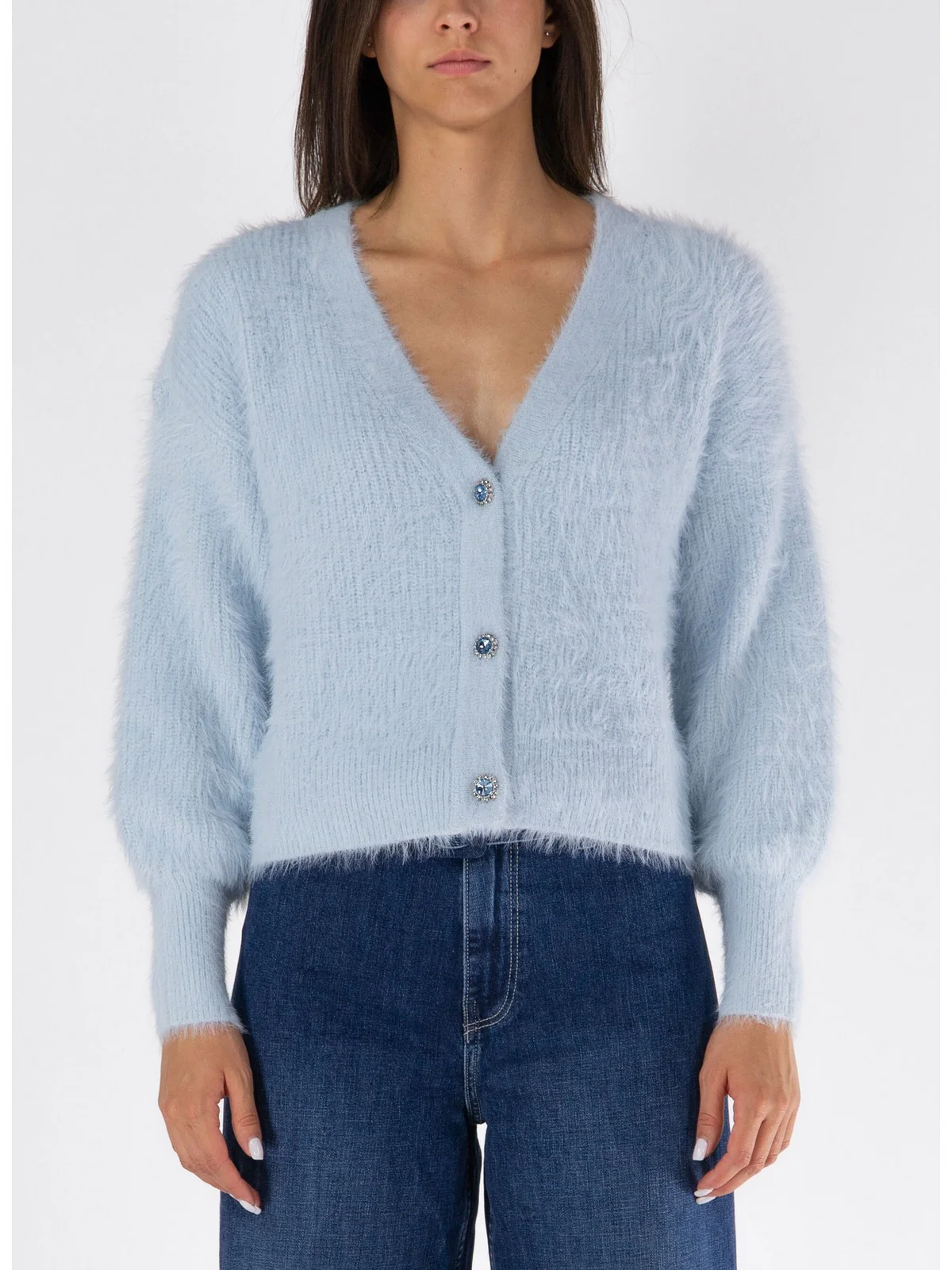 GUESS Cardigan Donna KEYLA LS VN CARDI SWTR W4BR27 Z3BH0 A719 Blu - Image 3