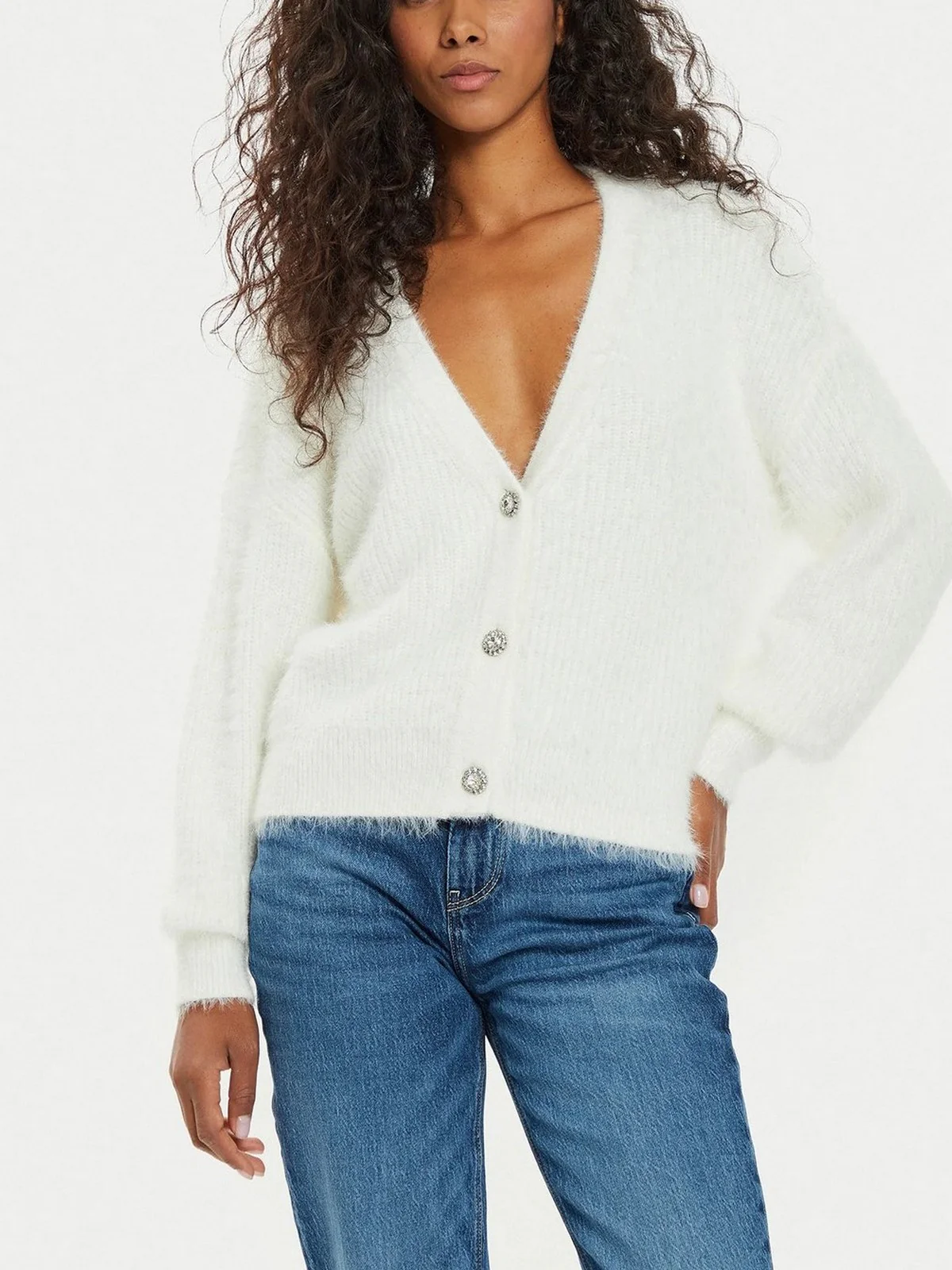 GUESS Cardigan Donna KEYLA LS VN CARDI SWTR W4BR27 Z3BH0 G012 Bianco - Image 2