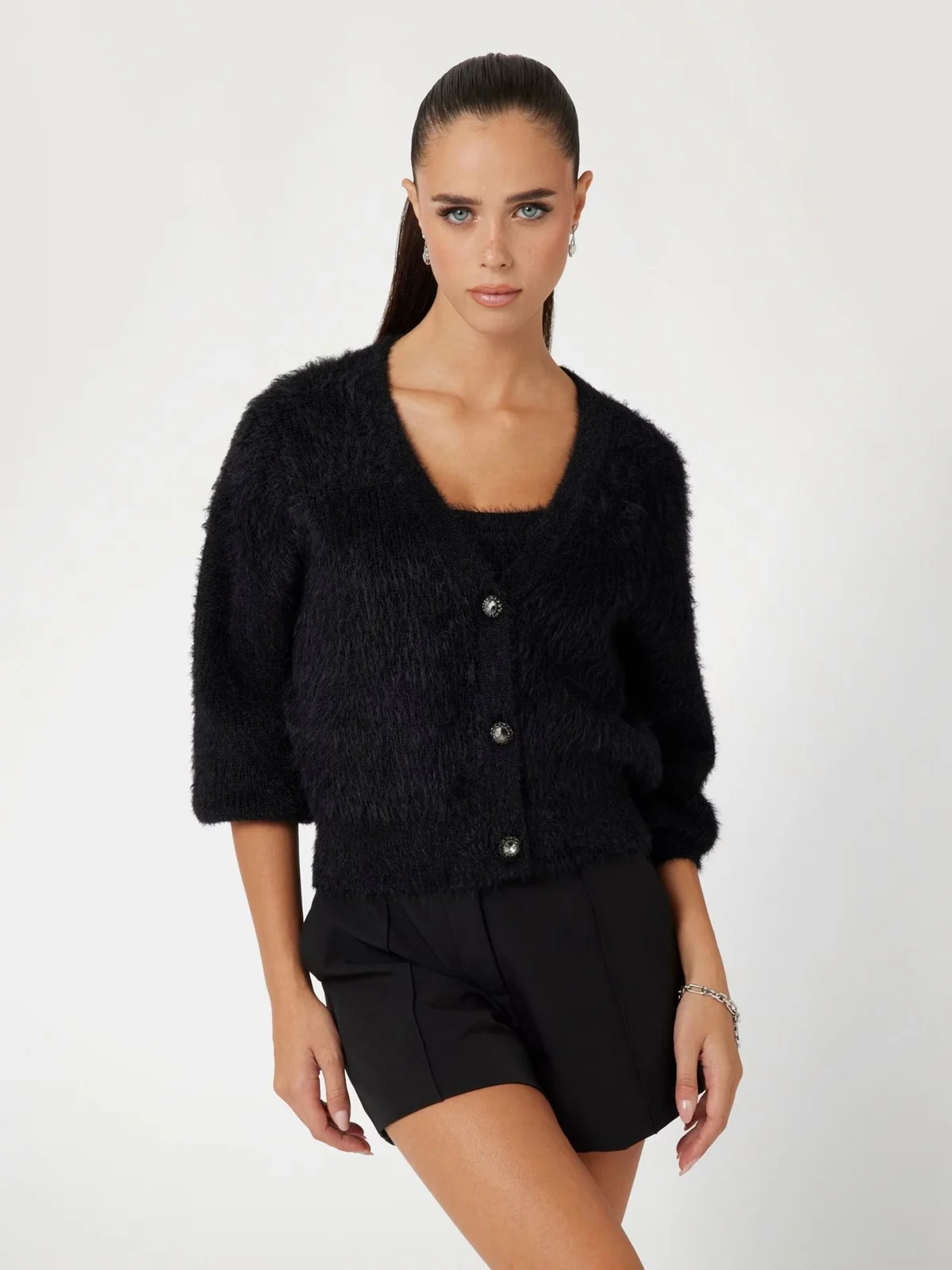 GUESS Cardigan Donna KEYLA LS VN CARDI SWTR W4BR27 Z3BH0 JBLK Nero - Image 2