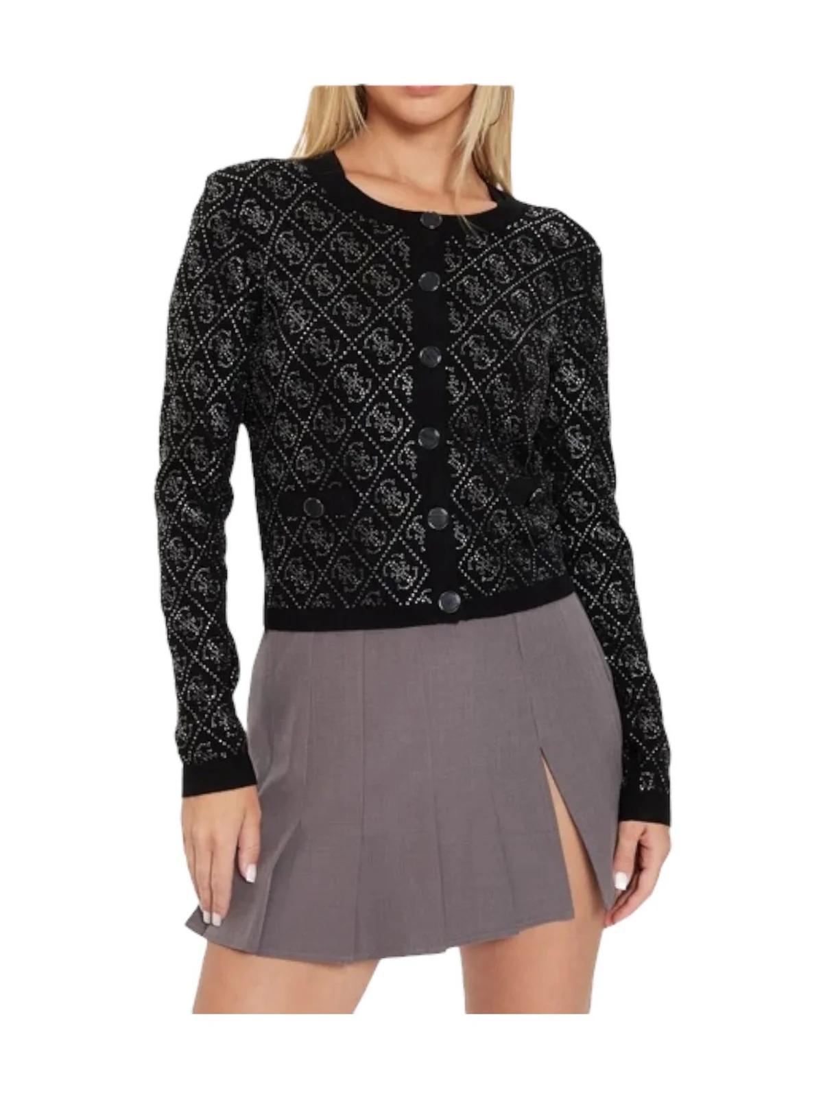 GUESS Cardigan Donna PAIGE 4G STONES LS CARDI SWTR W4YR25 Z3FN0 JBLK Nero - Image 2