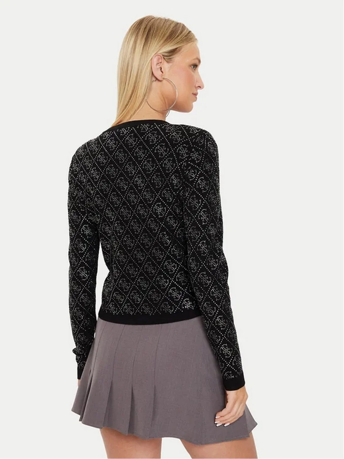 GUESS Cardigan Donna PAIGE 4G STONES LS CARDI SWTR W4YR25 Z3FN0 JBLK Nero - Image 3