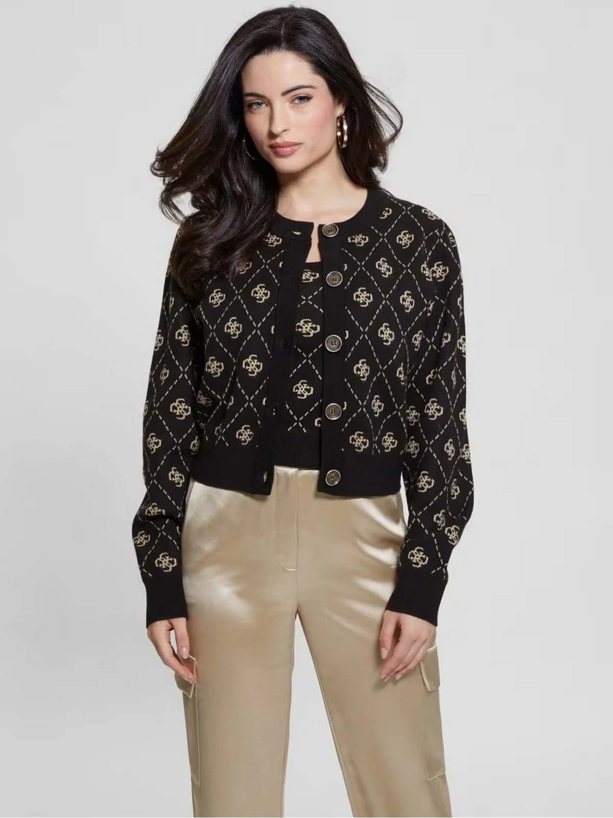 GUESS Cardigan Donna SARAH 4G LS CN CARDI SWTR W4BR0D Z3JD2 FJ5Y Nero - Image 2
