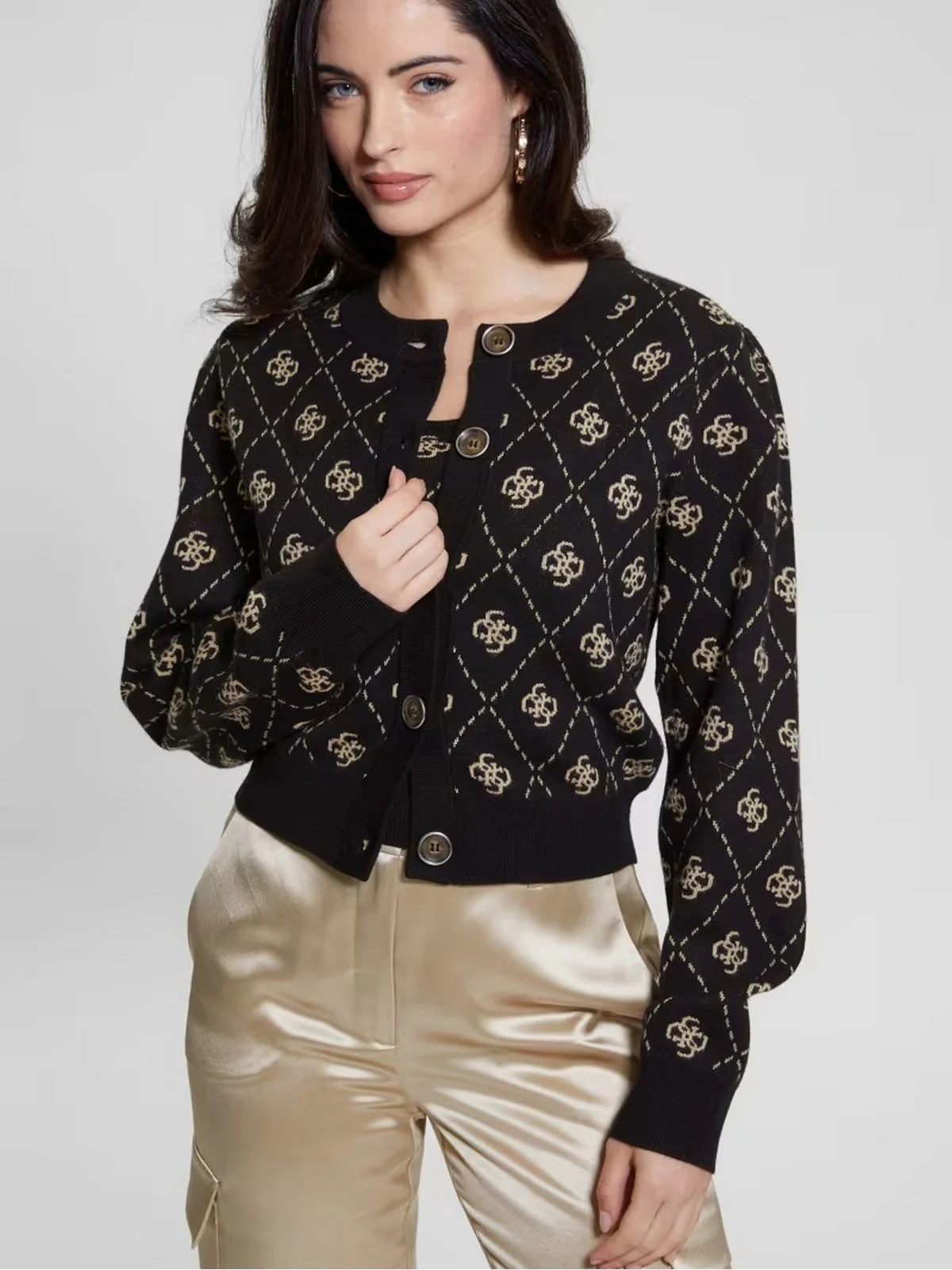 GUESS Cardigan Donna SARAH 4G LS CN CARDI SWTR W4BR0D Z3JD2 FJ5Y Nero - Image 3