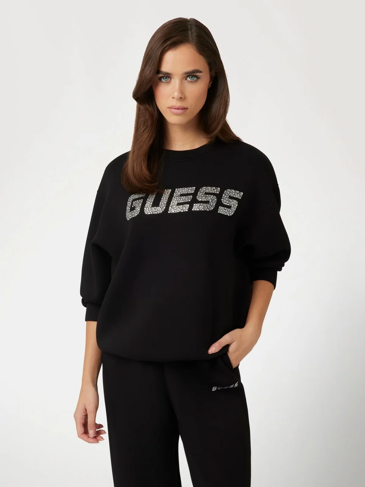GUESS Felpa Donna CECILIA CN SWEATSHIRT V4BQ15 K7UW2 JBLK Nero - Image 2