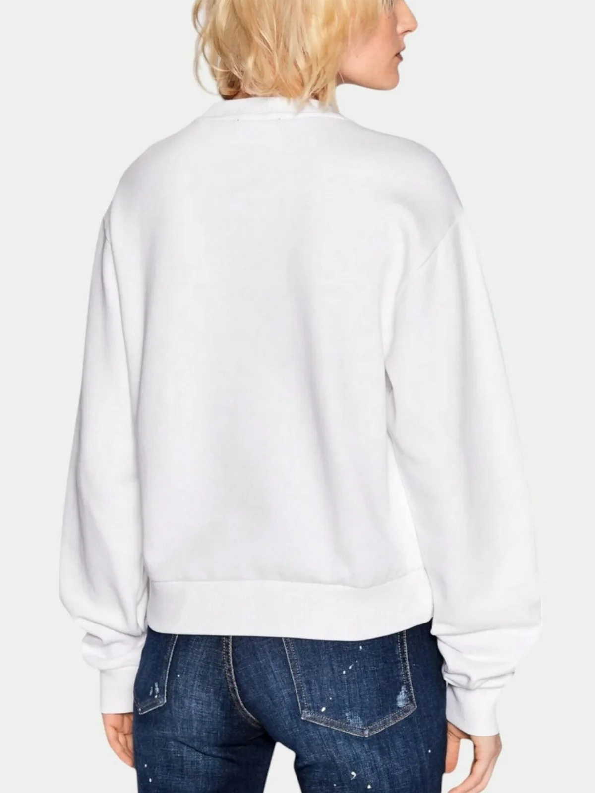 GUESS Felpa Donna CN LOVE TRIANGLE SWEATSHIRT W5RQ04 KB683 G012 Bianco - Image 3